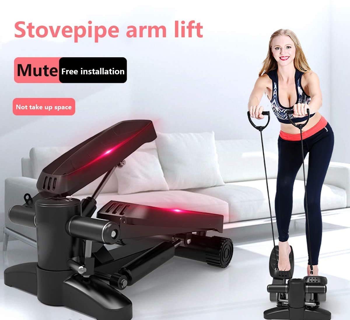 Stepper,Mini Fitness Cardio Exercise Trainer Stair Twisting Machine with Resistance Bands Monitor for Full Body Workout