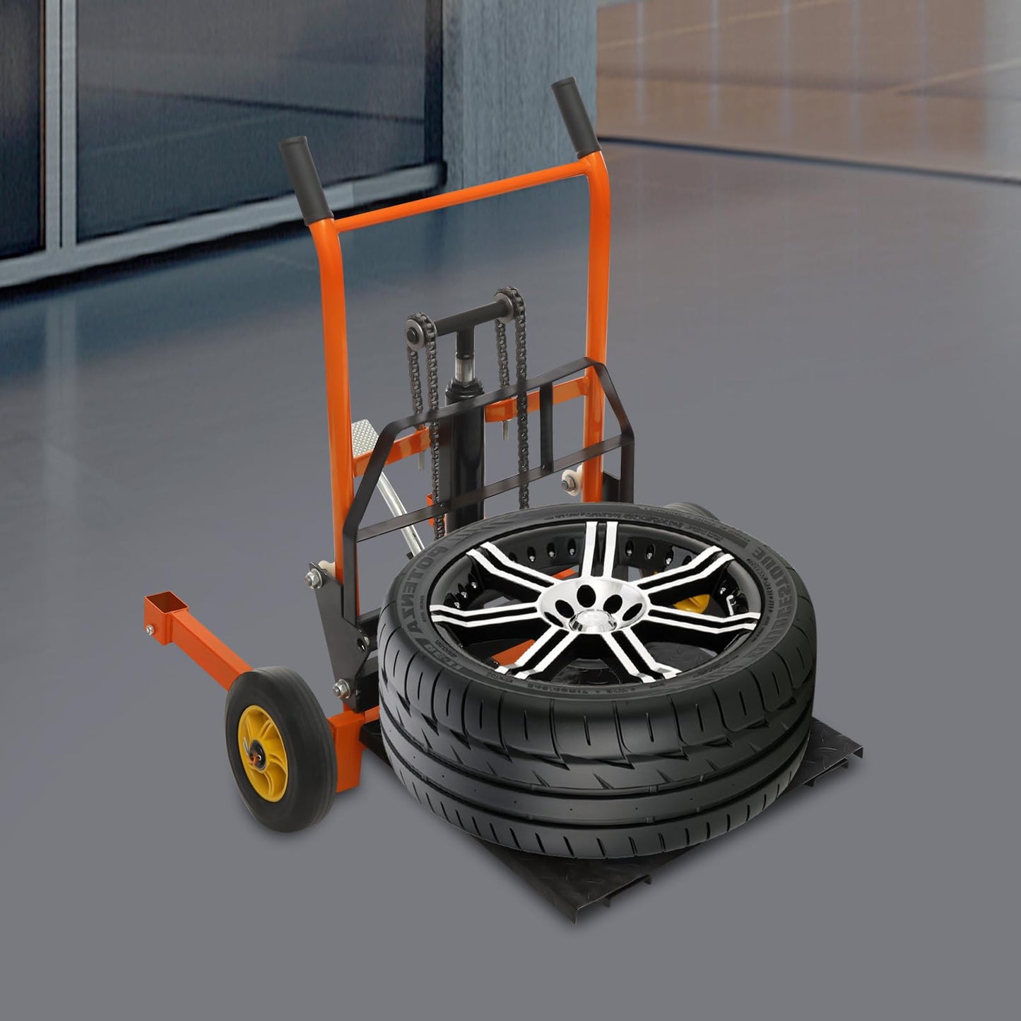 Hydraulic Material Lift Pallet Truck, 441 lbs Manual Winch Stacker 15.7" Adjustable Lift Stacker, Pallet Lift Table, Hydraulic Material Lift Winch Stacker Pallet Jack Truck Dolly