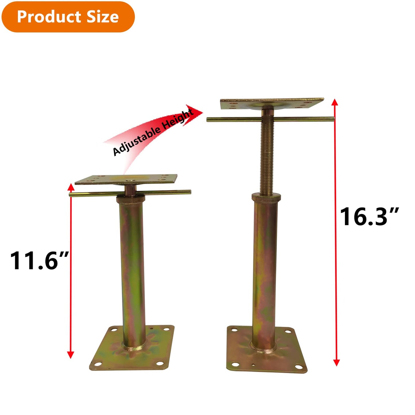 ZANURA 11" - 16" Adjustable House Floor Wall Jack Post Pole Rod Fit for Leveling Lifting Framing Basement Crawlspace Beam Roof, 4 Pack