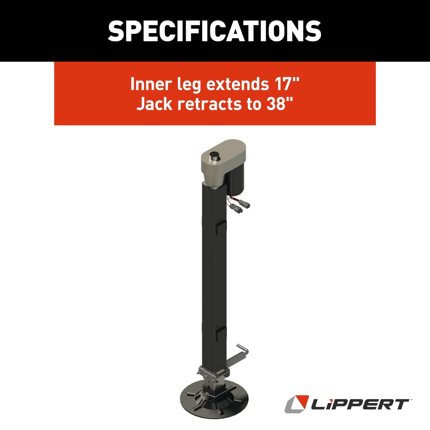 Lippert Ground Control 3.0 Automatic 5th Wheel RV Leveling System Front Hall Effect Jack for Right or Left Leg Replacement with 5,000-lb. Load Capacity - 305340