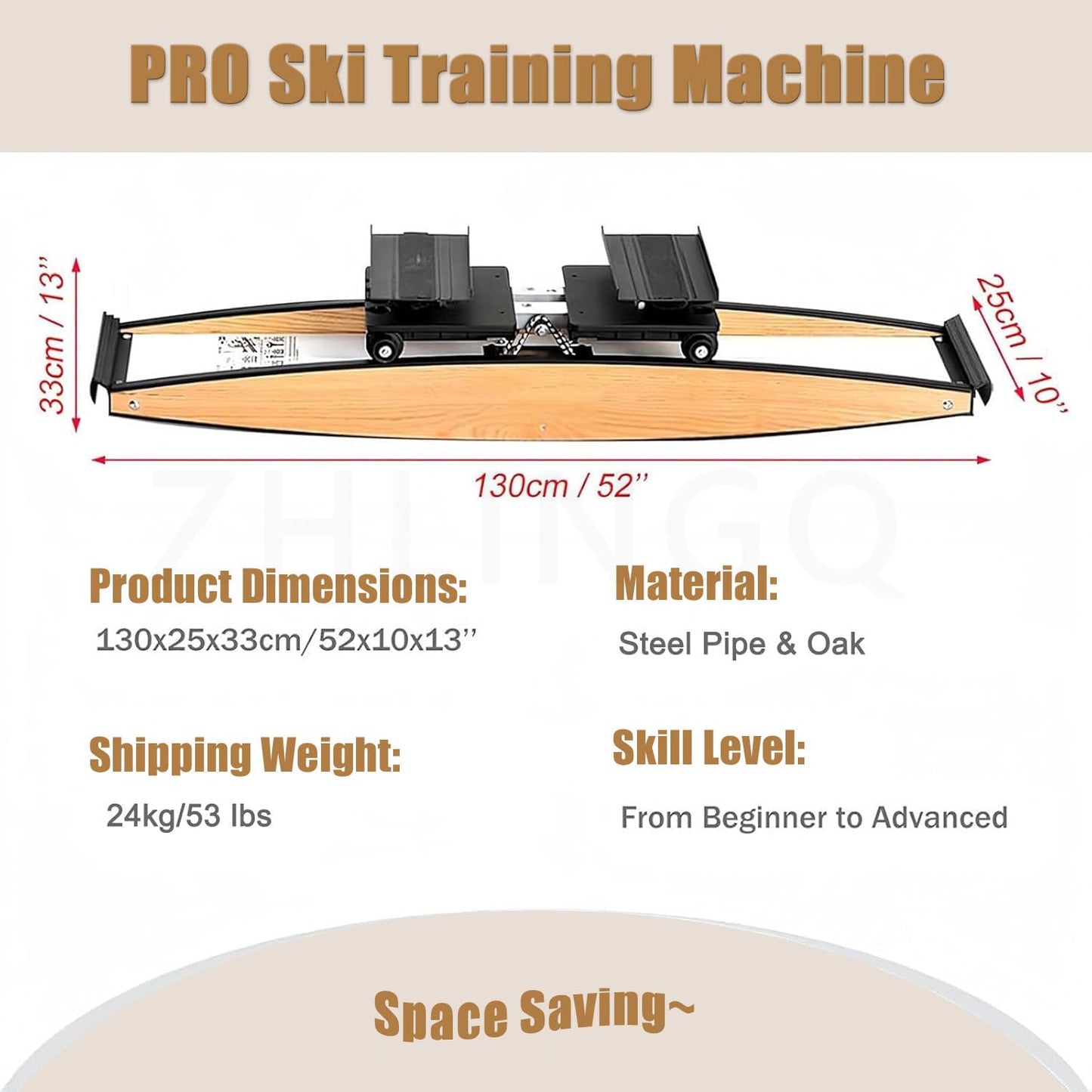 3D Cross-Training Ski Machine for Home - 150kg/330lbs Capacity Indoor Ski Simulator with Poles & Mat, Boosts Leg/Glute Strength, Balance & Endurance for Waist/Core Training