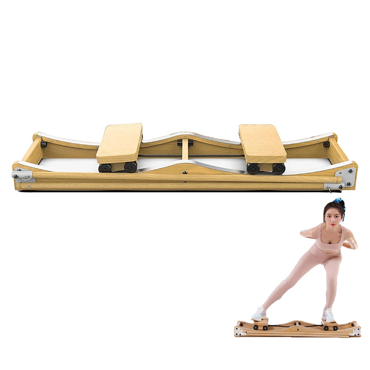 CHANGLKJ Ski Simulator, Home Skiing Machine, Activate Gluteal and Legs Muscles, 120 Kg Max Load, Durable and Sturdy Stainless Steel Slide Rail, for Training Body Endurance, Balance, Stability