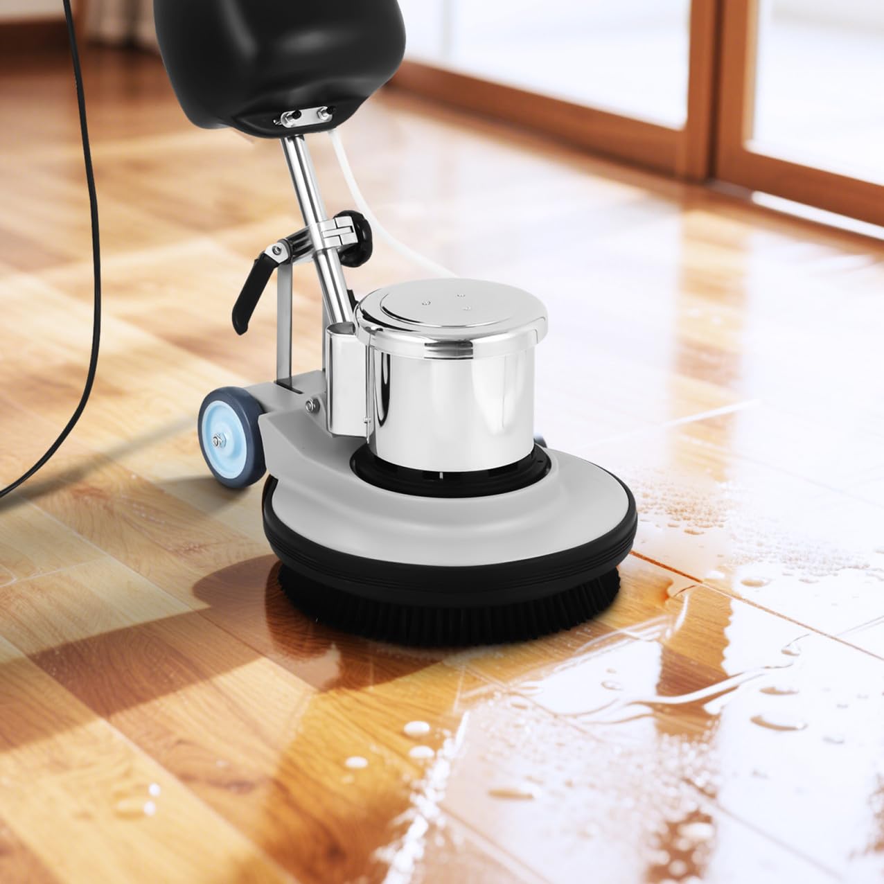 TOPPERFUN Commercial Floor Scrubber And Polisher: 1100w Heavy Duty Multi Purpose Electric Scrubber And Polisher, Speed 175, 17" Base Plate Diameter for Hardwood, Tile And Commercial Carpet Cleaning