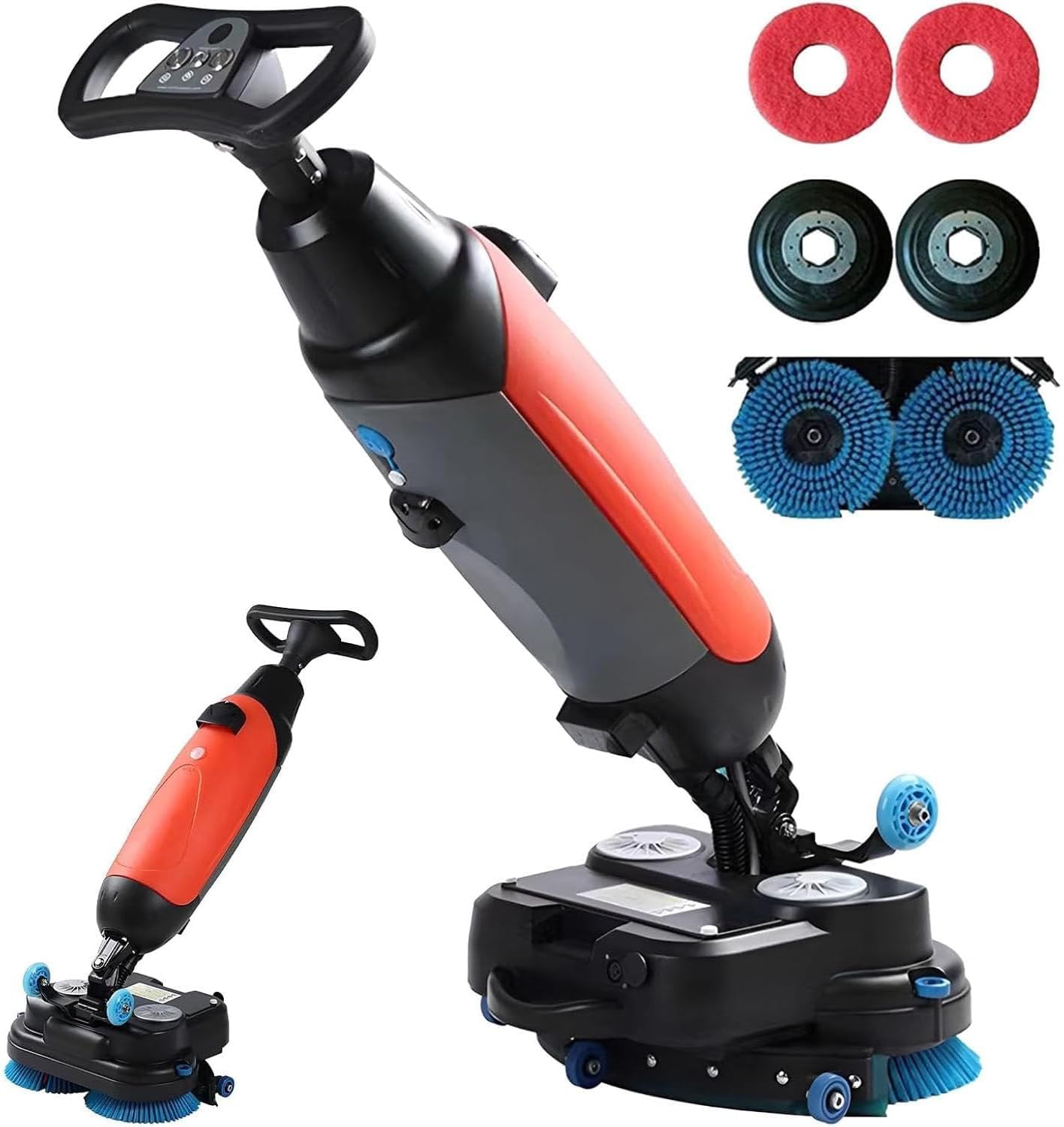 TDSYOCG Commercial Floor Scrubber & Floor Polisher Machine, 17" Cordless Electric Mop, Walk Behind Floors Scrubber with Brushes, Professional Floors Buffer Polisher for Concrete, Tile and Hardwood