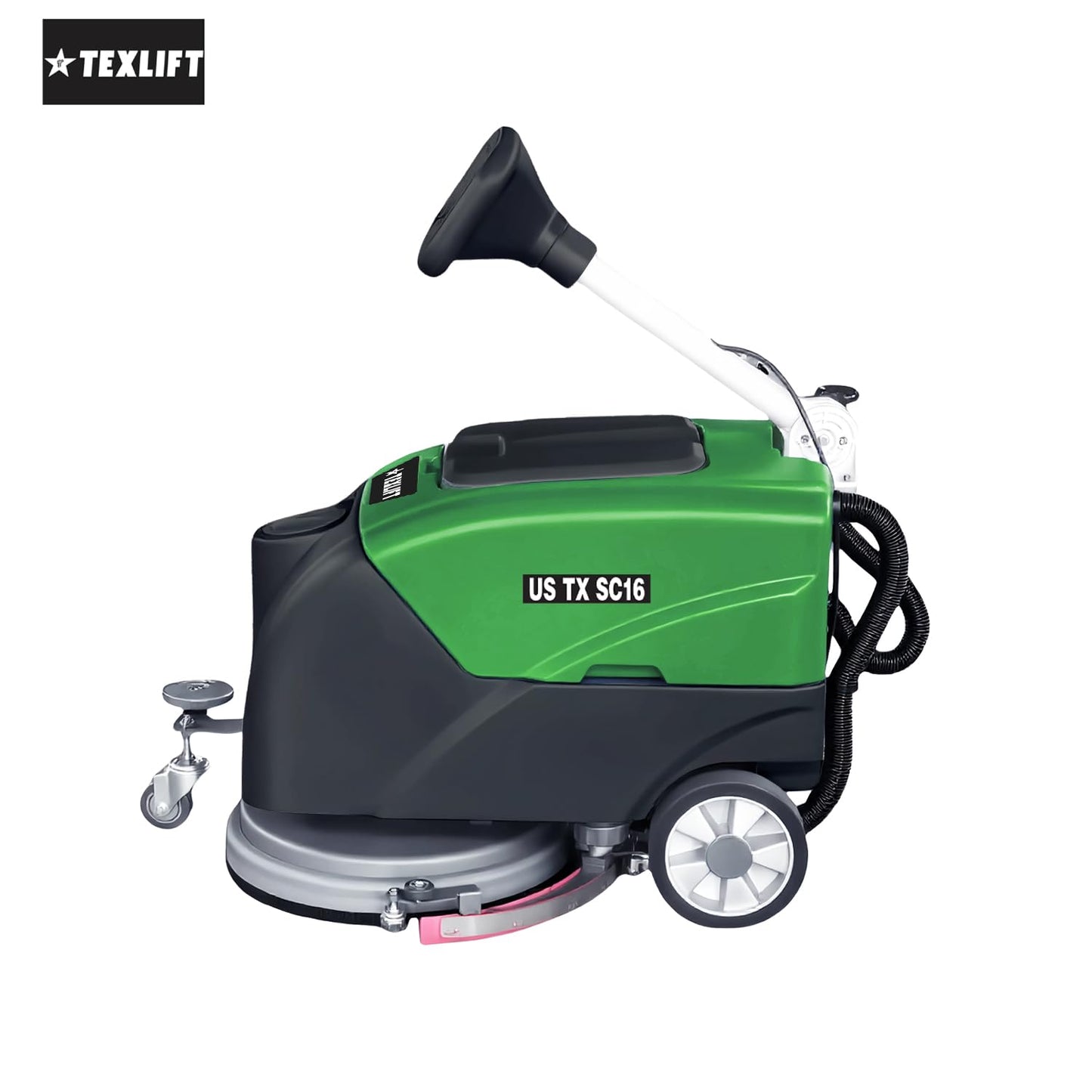Walk-Behind Commercial Floor Scrubber Machine, 16″ Cleaning Width, Battery Powered Scrubber Dryer with 9 Gal Tank for Warehouse, Retail & Facility Cleaning (US-TX-SC16)
