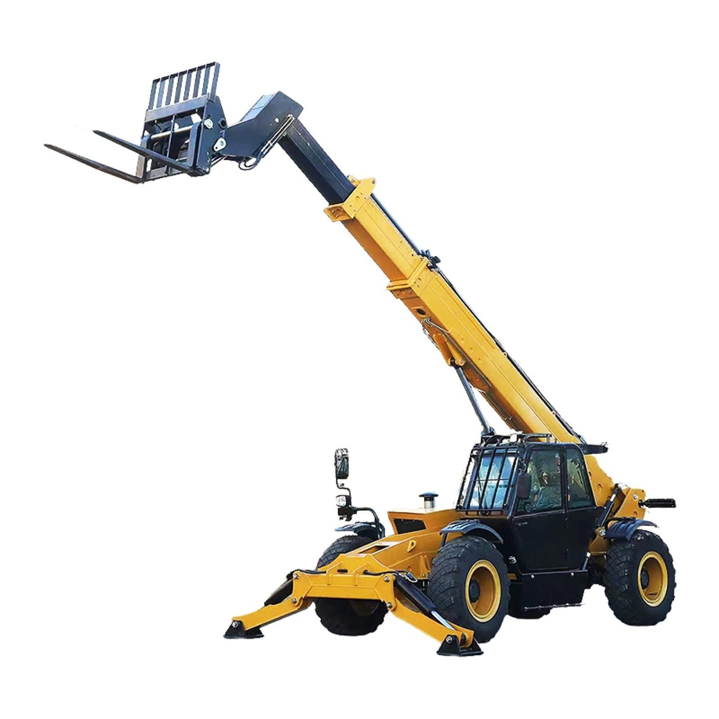 1-5 Ton 10m Telescopic Forklift Telehandler, – 4WD Rough Terrain Extendable Boom Loader with Hydraulic Stabilization for Construction & Agriculture