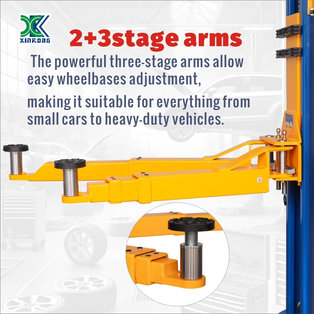 XK-1150 Auto Lift Car Lift Capacity 11500 Lbs Two Post Truck Hoist 2+3 Enhanced Auxiliary Arm 220V with 36 Months Parts Replacement