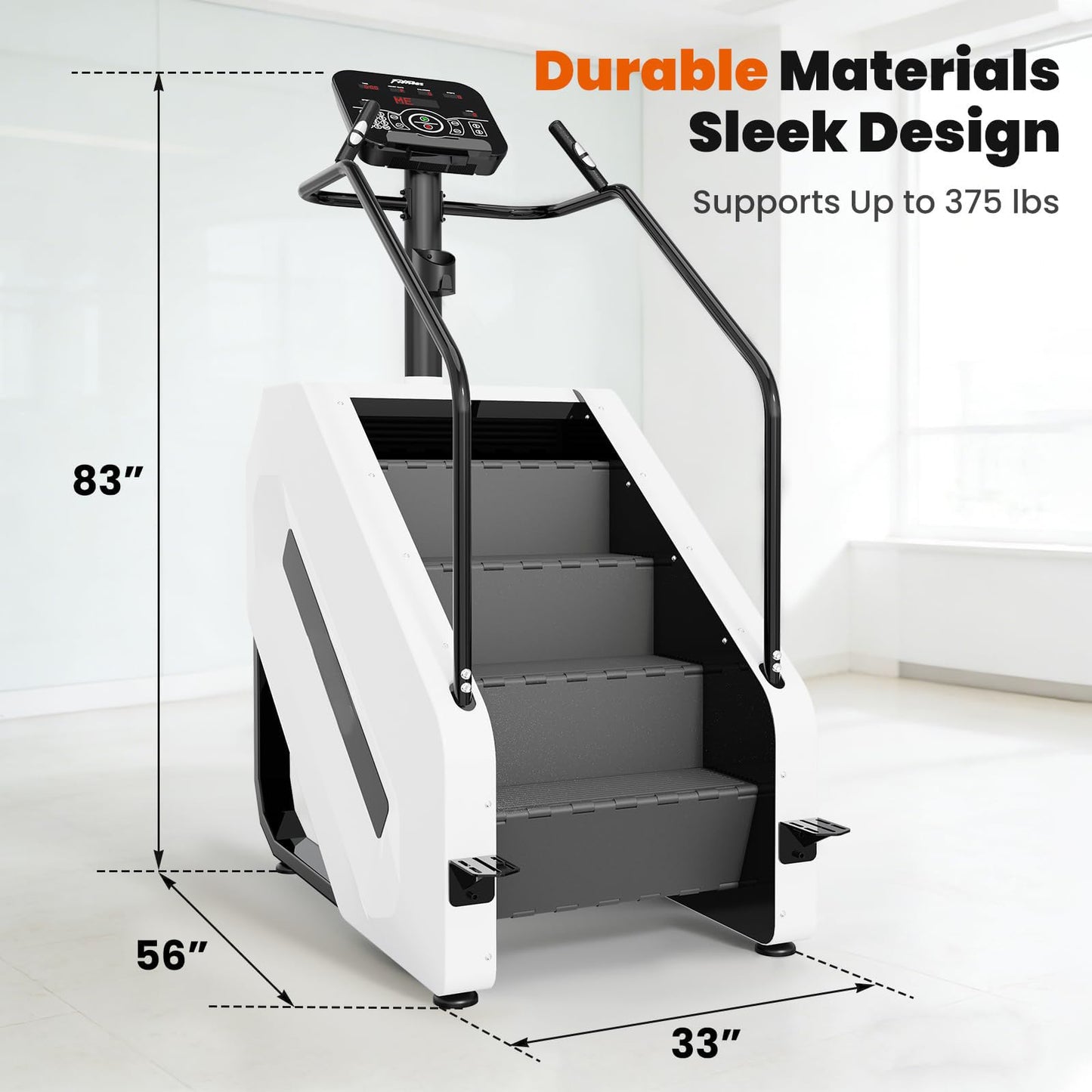 Stairmaster Machine with Led Screen, Commercial Grade Stair Climber for Cardio Training, 15 Speed Levels Continuous Climbing Exercise Machine, 15-164 Steps Per Minute White