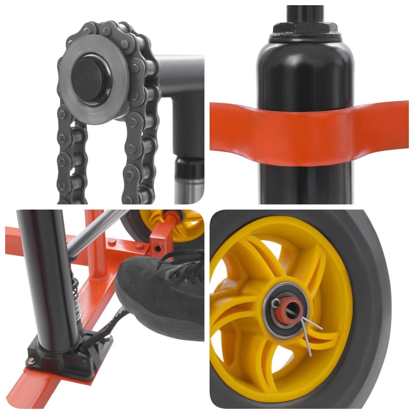 BRICZUNA Hydraulic Material Lift Pallet Truck Dolly Adjustable Forklift Stacker Pallet Jack Hydraulic Material Lift Winch Stacker for Workshops & Warehouses, Tangerine (36" H, Max. Load 577 Lbs)