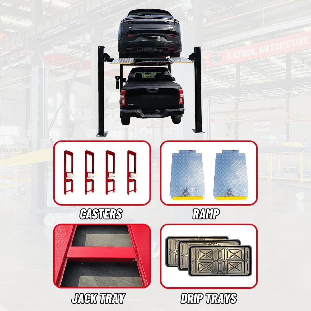 MutsMover 9,500 LBS 4-Post Car Lift, Extra Tall & Wide Parking and Storage Auto Lift with 79" Max Height, 3.0HP Heavy-Duty Hydraulic System for Garage, Parking, or Workshop Use, 1 Year Warranty,220V