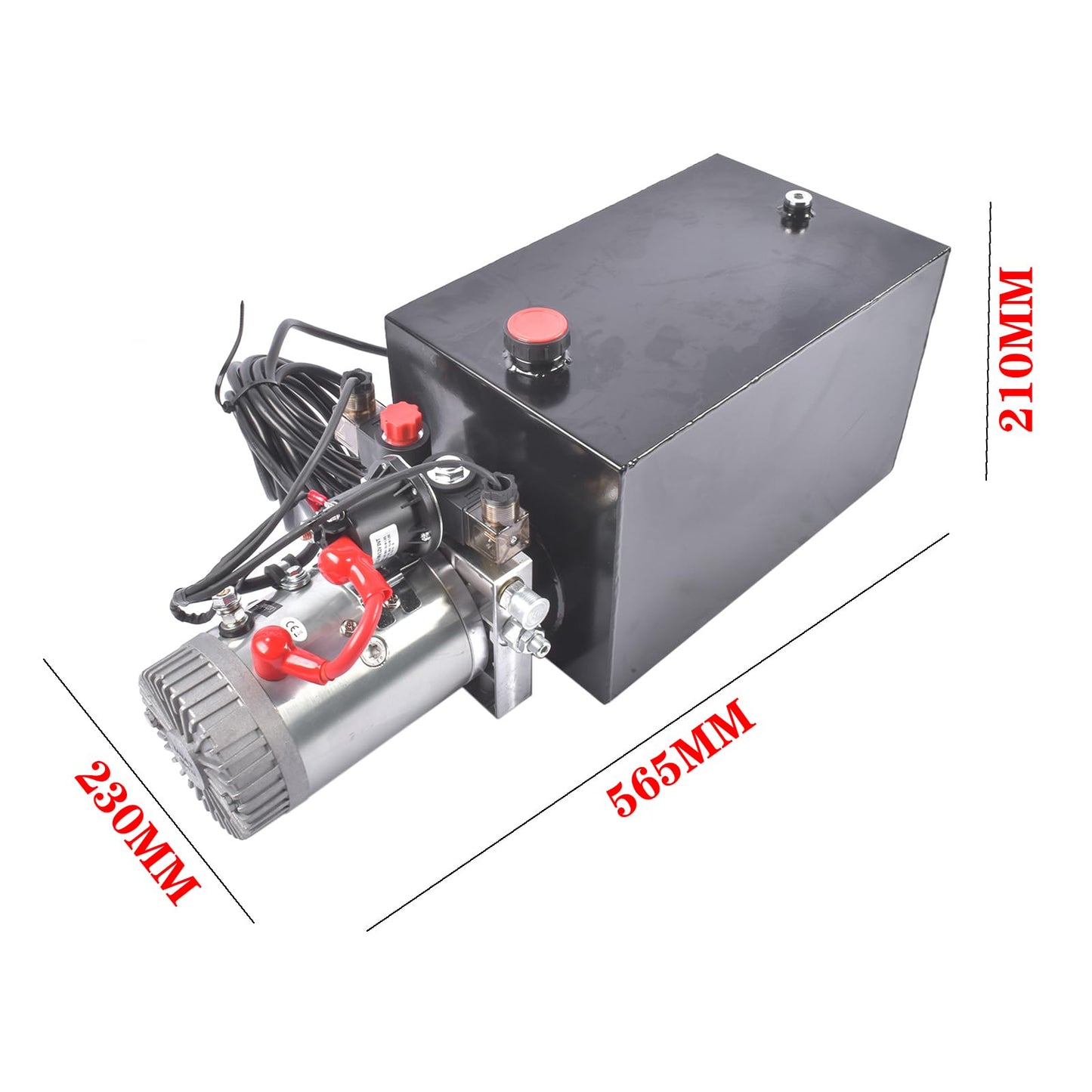 15 Quart 12V DC Hydraulic Power Unit, 3200 PSI Double Acting Hydraulic Pump with Metal Reservoir for Dump Trailers, Truck Hoists, Car Lifts, RV Leveling Jacks | Heavy Duty, SAE #6 Port, Mixizap