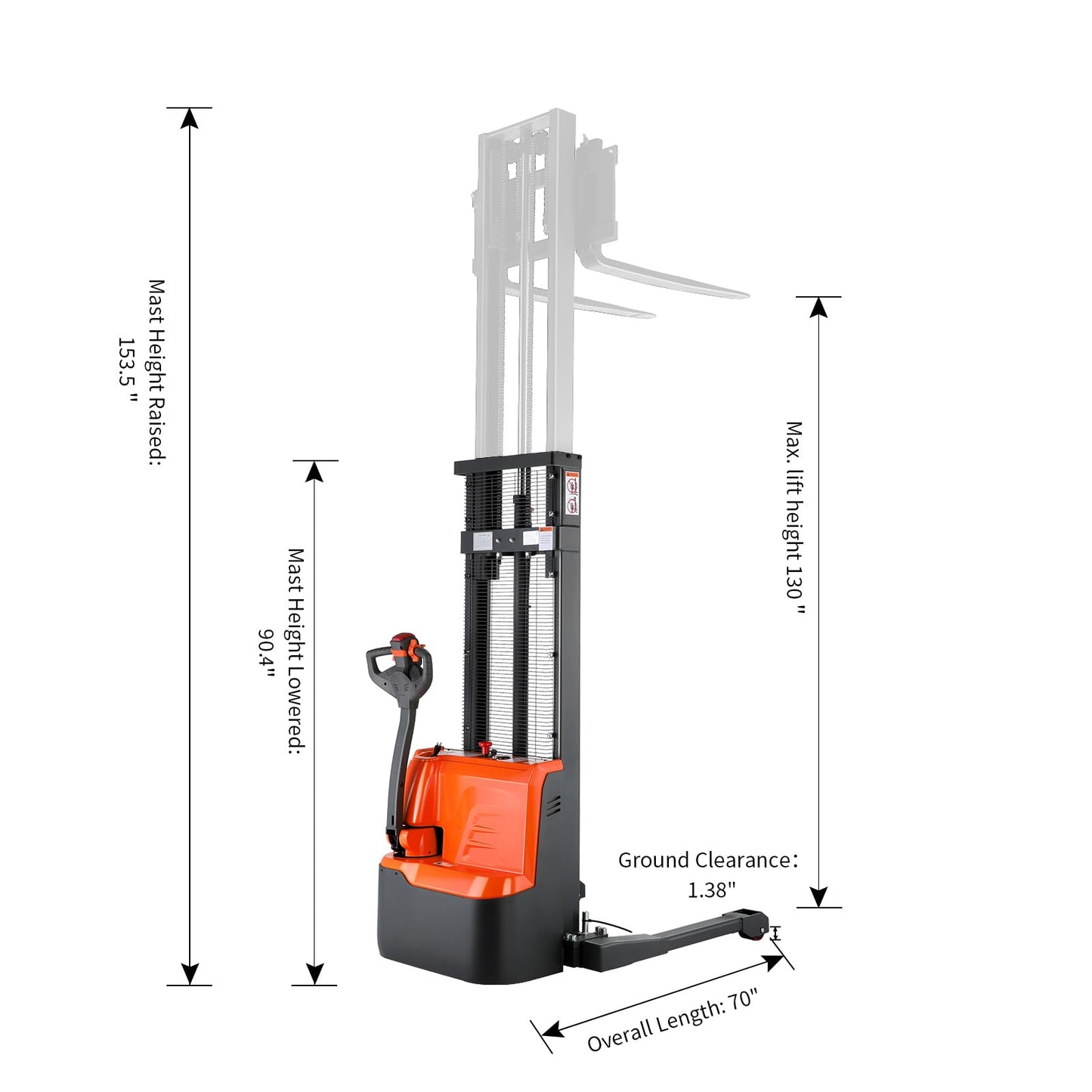 Torry Carrier 130" H Full Electric Powered Forklift Lifting Walkie Stacker Powered Stacker with Straddle Legs & Adjustable Forks 2640lbs Cap Material Lifts for Warehouse & Supermarket