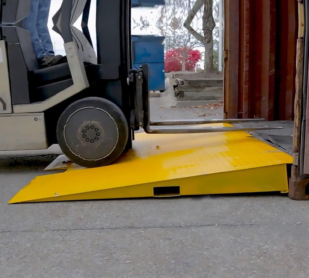 Mytee Products 49"x86" Heavy Duty Shipping Container Loading Ramps, 14,000 Lbs Capacity - Forklift Compatible Cargo Container Ramp for Loading & Unloading - Made with HD 10 Gauge Steel