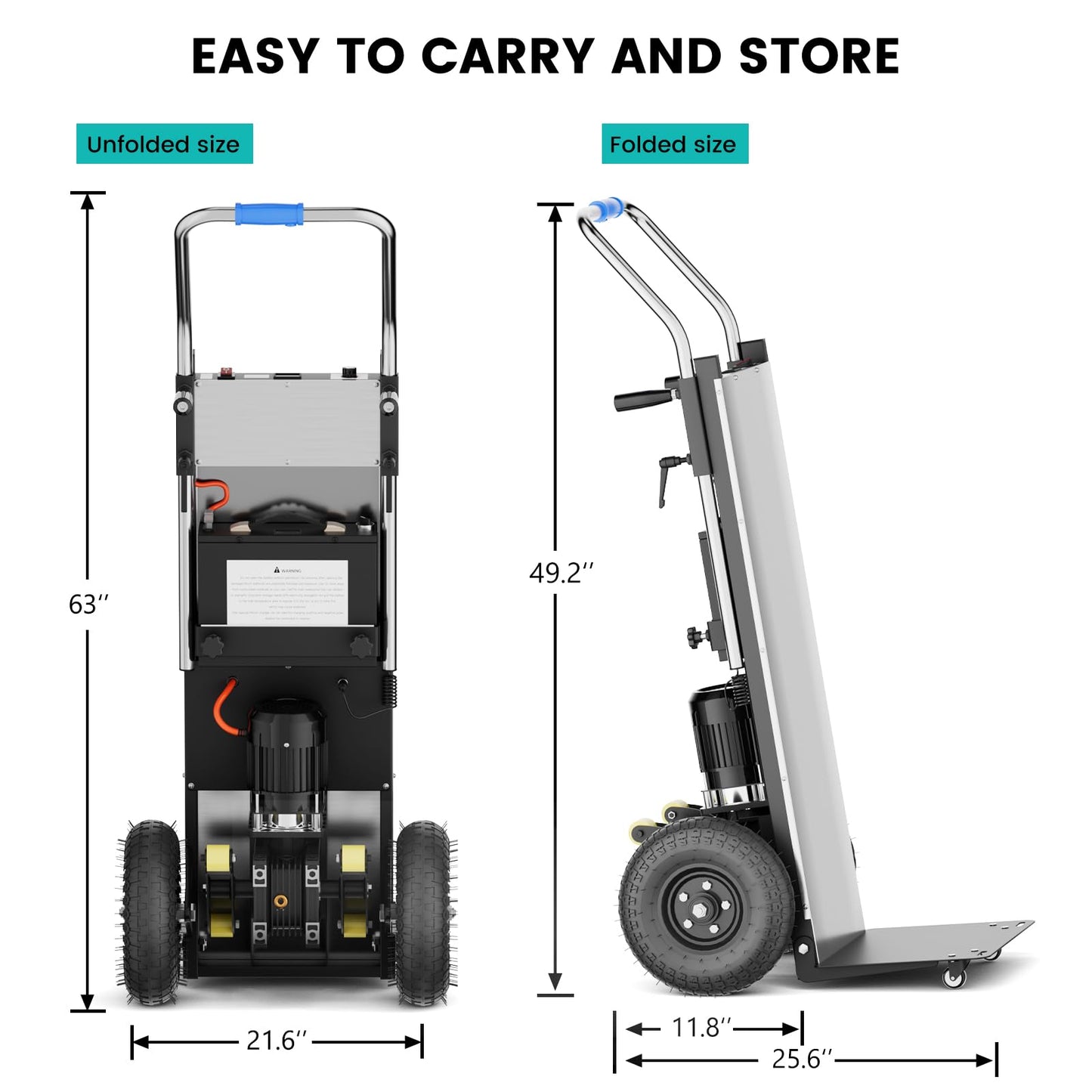 Electric Stair Climbing Dolly, 1200w Electric Hand Trucks Foldable, Large Capacity Stair Climbing Hand Trucks Dolly Cart with 4m Safety Rope, for Mobile Furniture Logistics Warehouse (Black)