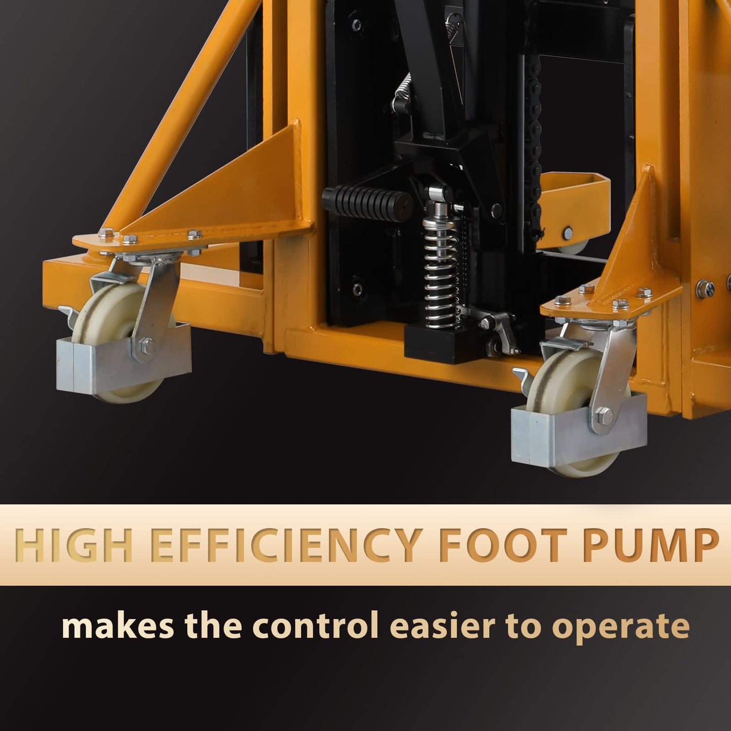 Aequanta Manual Pallet Straddle Legs Stacker 2200lbs Capacity 63" Lifting Height Material Lifter with Adjustable Forks