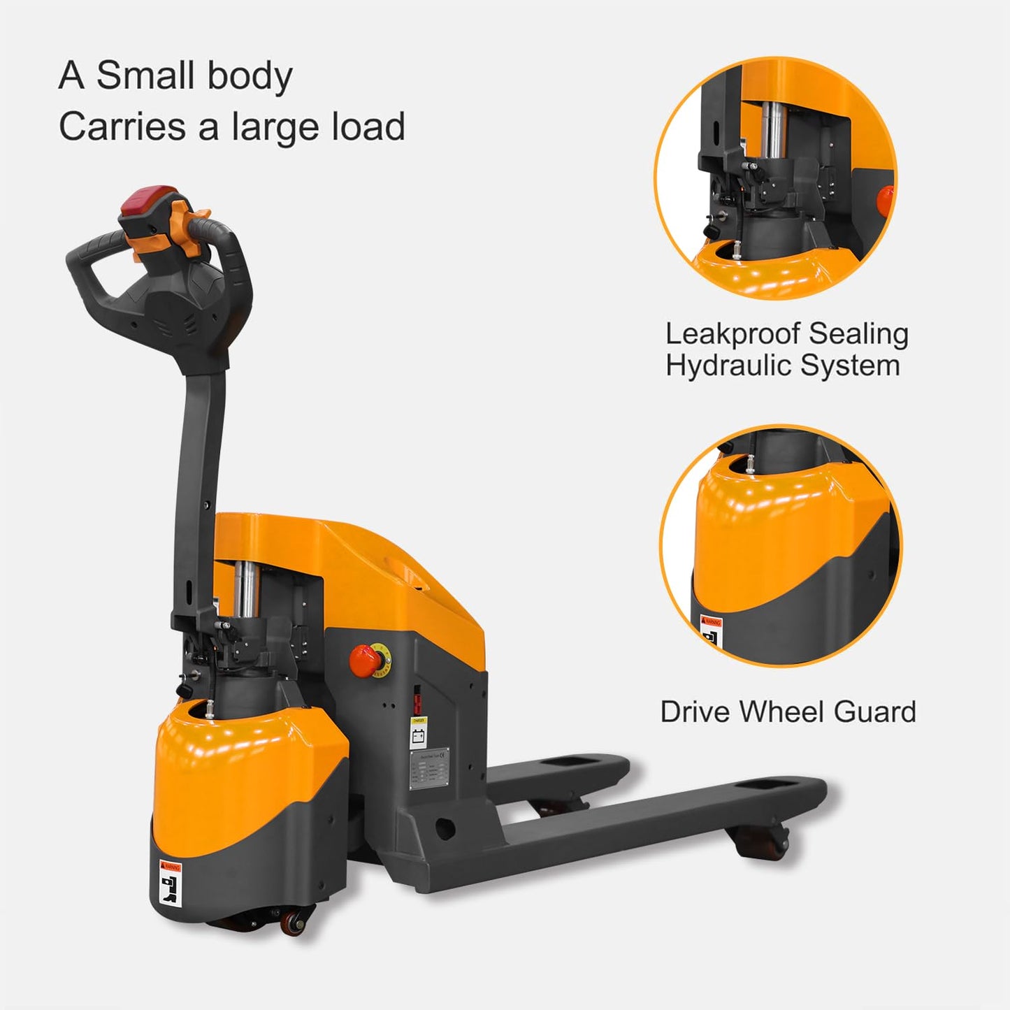 Apollo Full Electric Pallet Truck Heavy Duty Mini Truck Walkie Pallet Jack for Narrow Scene 3300lbs Capacity 48" x 27" Fork