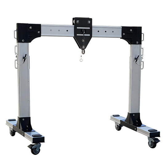 Aluminum Gantry Crane, 2204 lbs Capacity Portable Hoist, Adjustable Height and Width Lightweight A6085T5 Alloy Shop Crane for Narrow Space Warehouse & Rescue, 2 Min Tool-Free Setup