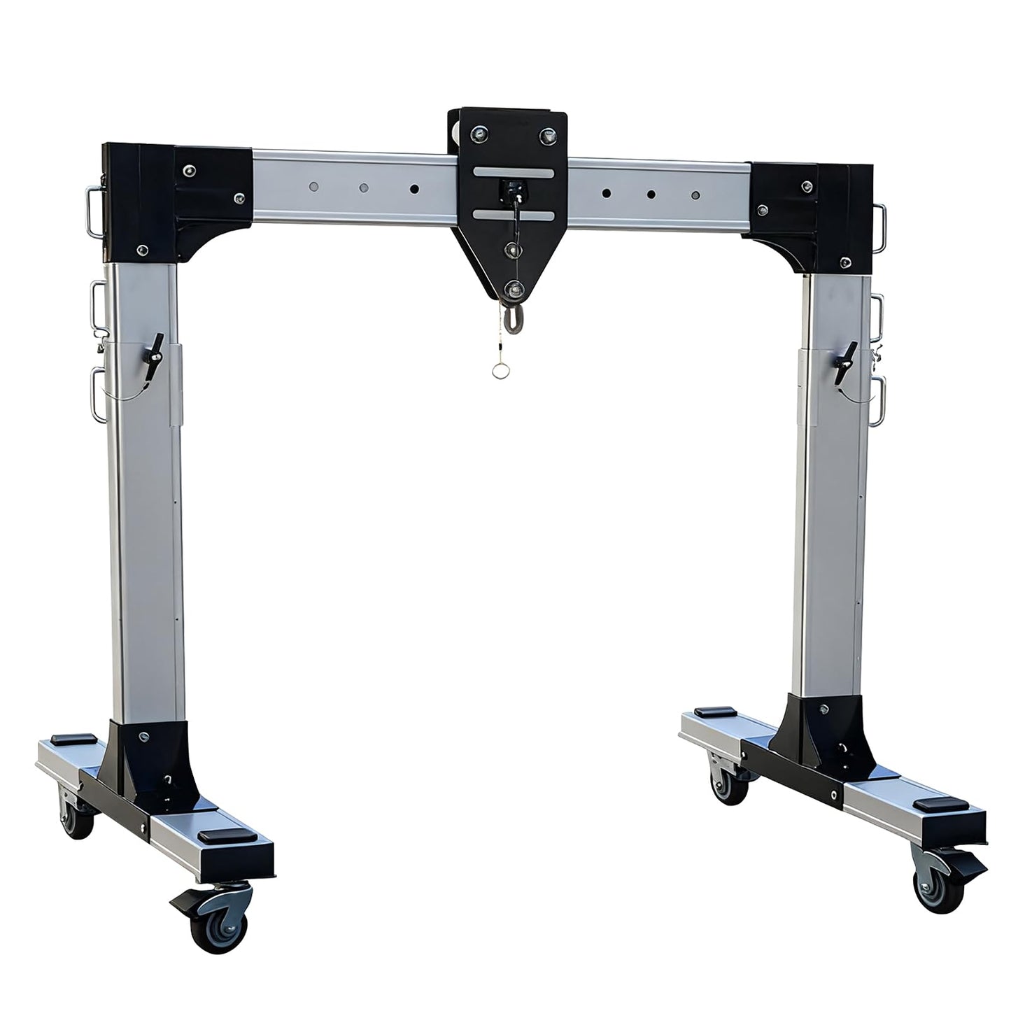 Aluminum Gantry Crane, 2204 lbs Capacity Portable Hoist, Adjustable Height and Width Lightweight A6085T5 Alloy Shop Crane for Narrow Space Warehouse & Rescue, 2 Min Tool-Free Setup