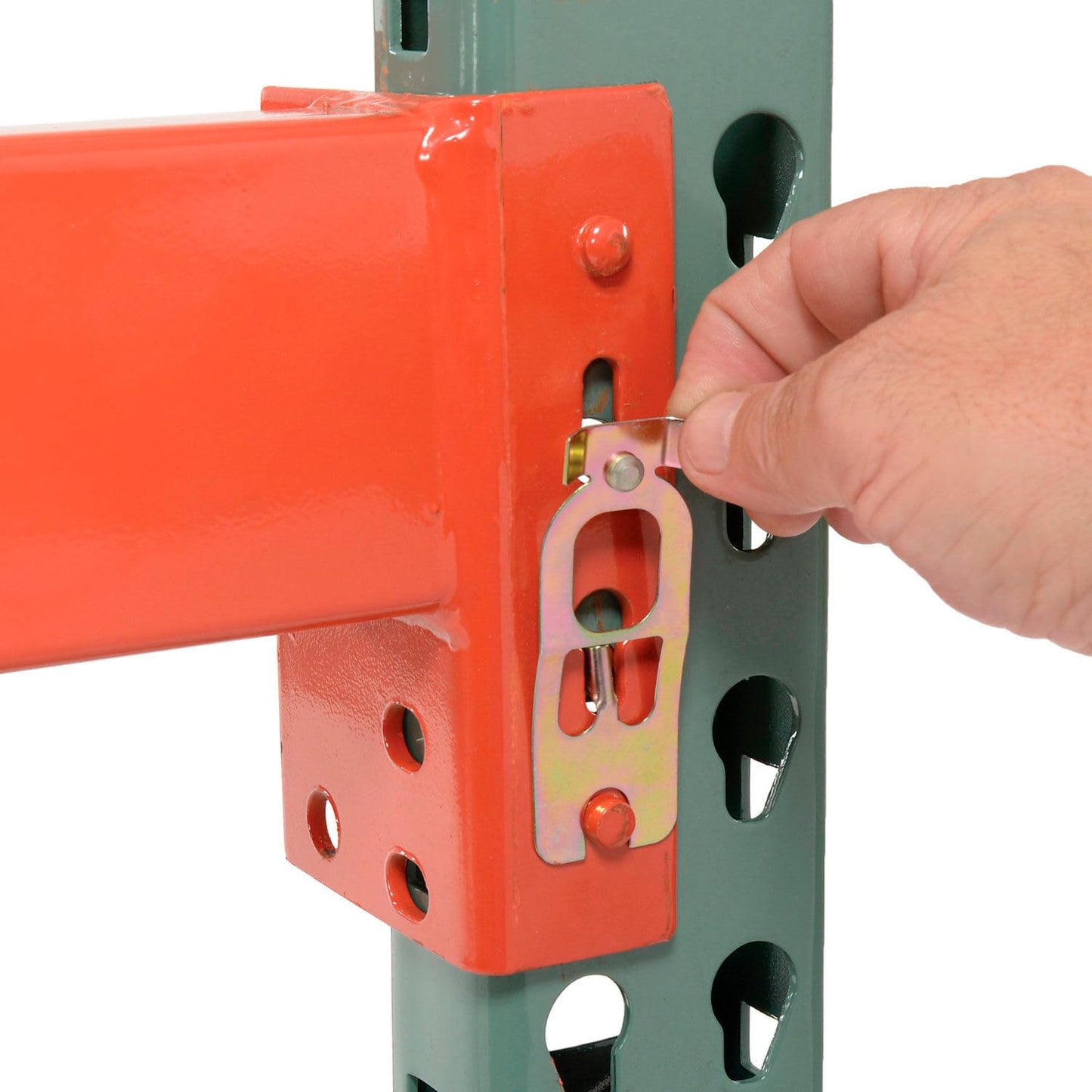 Global Industrial Teardrop Pallet Rack Starter Unit, 120"W x 48"D x 120"H, 5630 lbs Shelf Capacity, Steel Construction, Orange & Green, For Industrial Storage