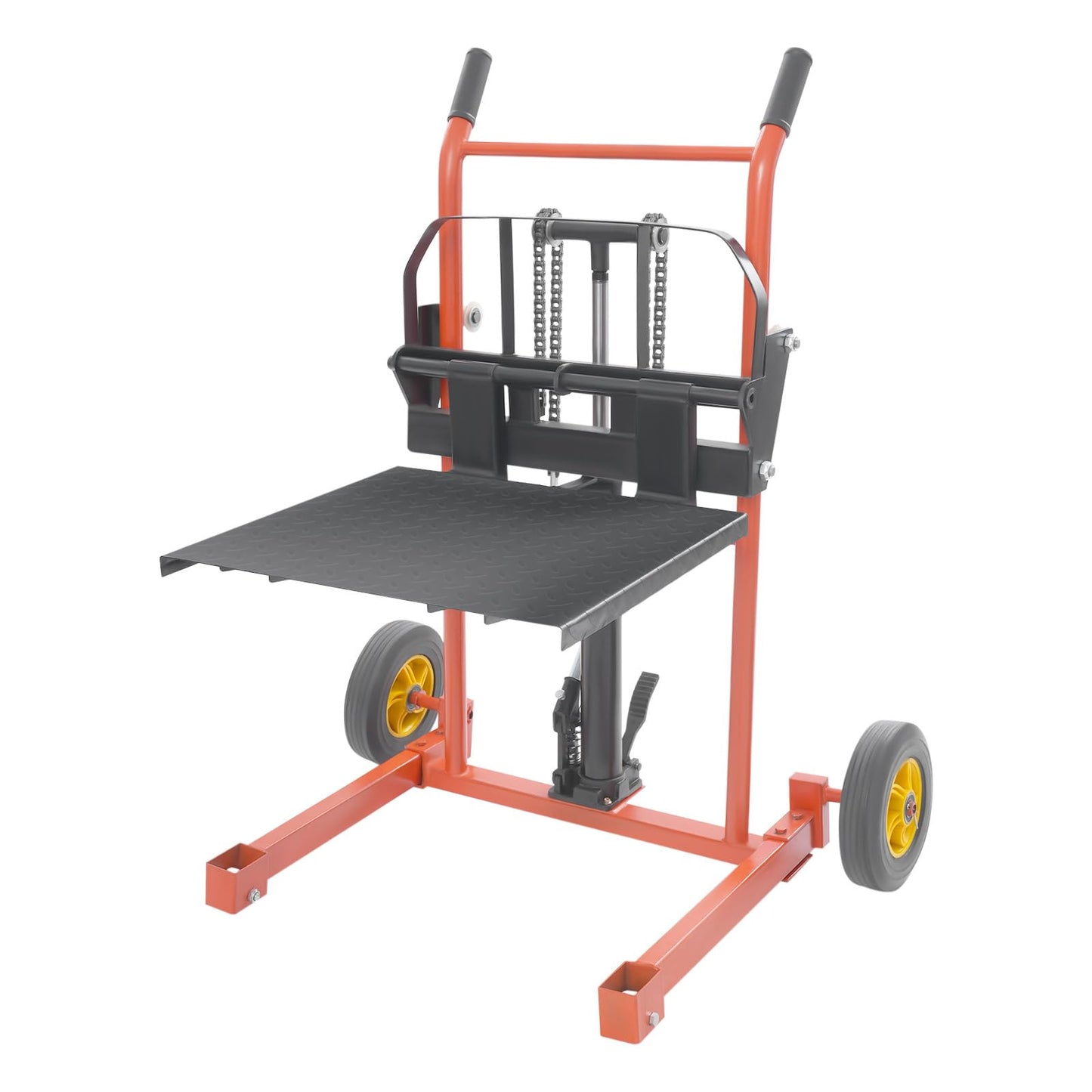 Hydraulic Material Lift Pallet Truck Portable Lift Winch Stacker with Swivel Wheels Adjustable Manual Winch Stacker 577lbs Capacity, 36" Max Lift, Removable Flat Bed