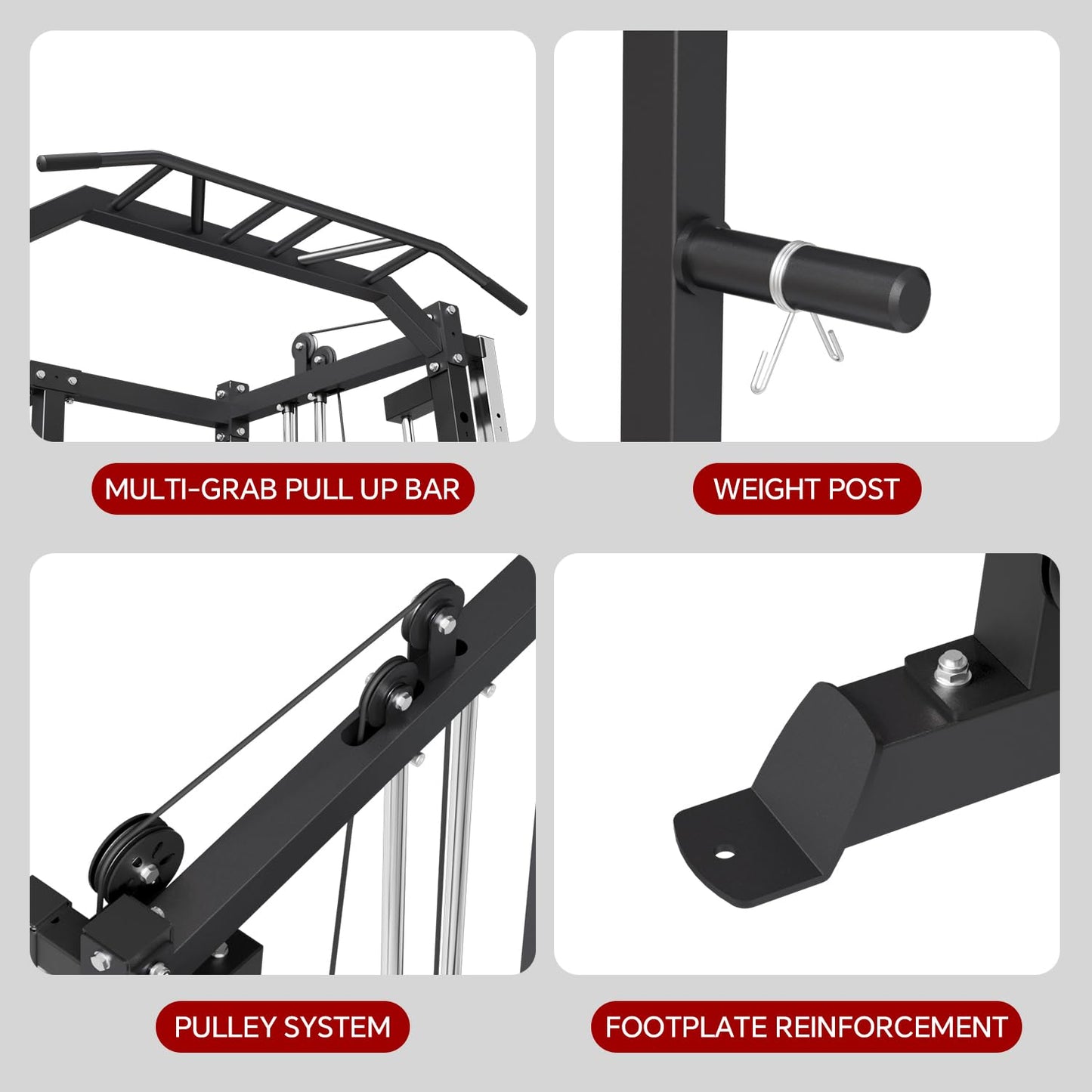 SPART Workout Station Angled Smith Machine,Cage System-Home Gym Multifunction Rack,Workout Equipment with Smithe Bar, LAT Pull-Down Systems, Cable Crossover Machine and Cable Attachment