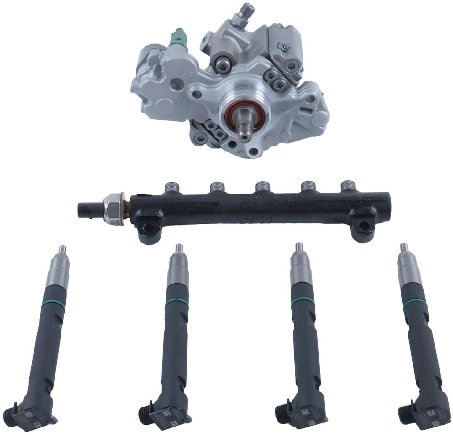 Solarhome D24 Fuel Kit,Fuel pump, Injectors & Common Rail 7516848 7516849 7516847 400903-00074D Compatible With Bobcat Doosan S540 S510 S530 S550 T450 T550 T590 E32 E35 E42 E45