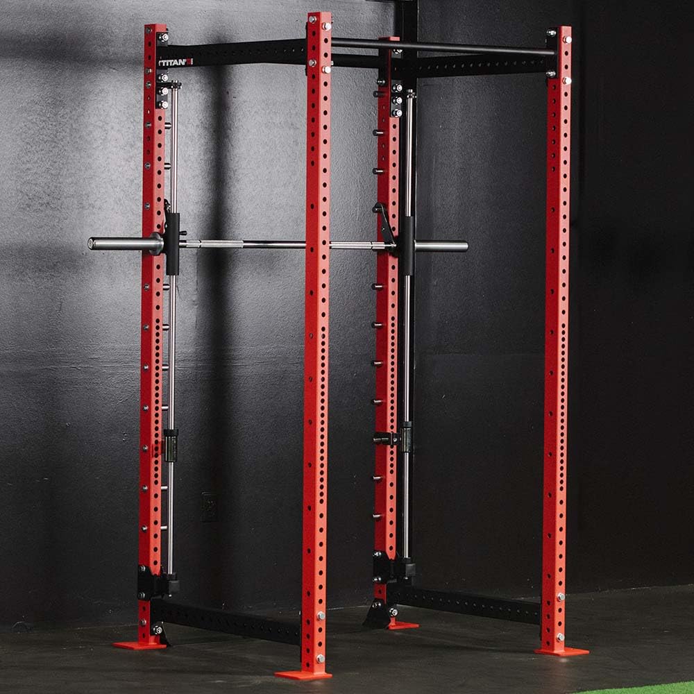 Titan Fitness T-3 Series 82" Smith Machine Power Rack Attachment, 500 LB Capacity, Comes with Smith Olympic Bar, Guide Rods, Safety Catches, Spotter Hooks