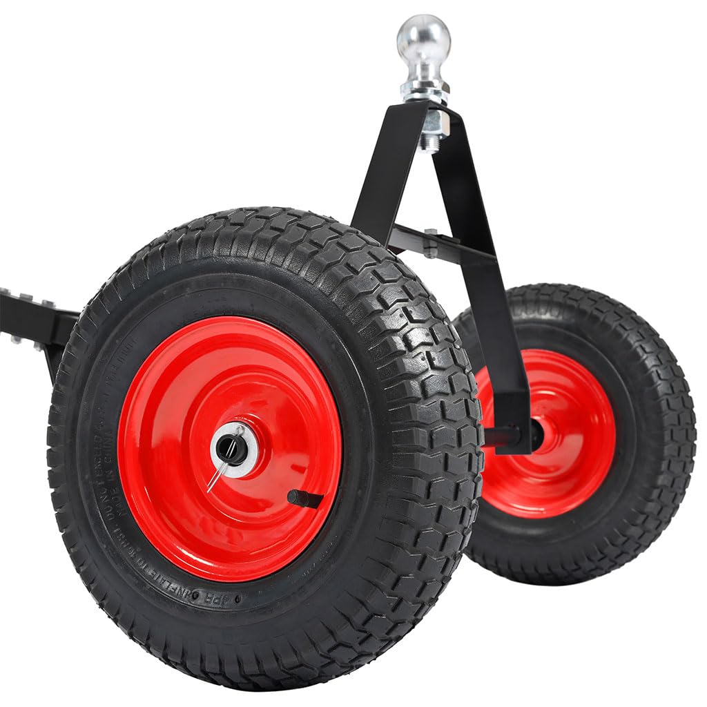 Trailer Dolly with 2" Hitch Ball, 1000 lbs Capacity, Heavy-Duty Steel Frame with Hammer-Tone Finish, Wide Wheelbase & 13" Flat-Free Tires – Lawn Tractor, RV, Boat, and Utility Trailer Mover Dolly