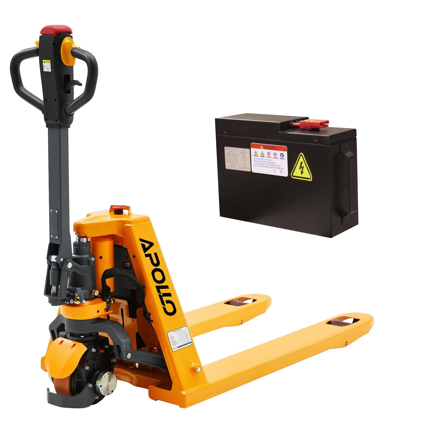 APOLLOLIFT Electric Pallet Jack Truck Powered Lithium Battery Classic Pallet Truck 3300Lbs Capacity 48" x27" Fork Length Multi-Function Handle with Extra Lithium Battery