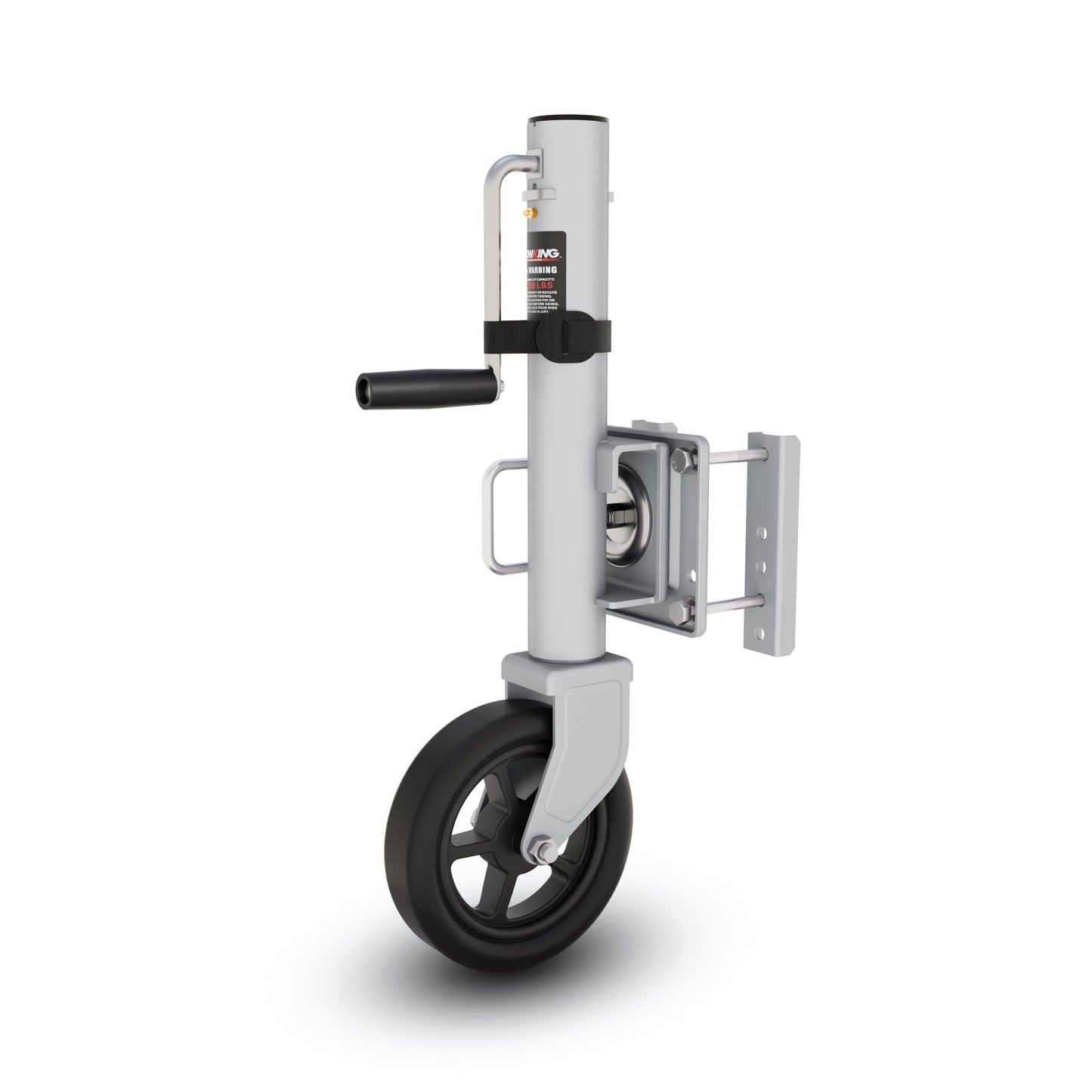 TOWKING 8" Spoke Wheel Trailer Jack, 10" Vertical Movement, 1500 lbs, for RV, Boat, Trailer and More, Silver
