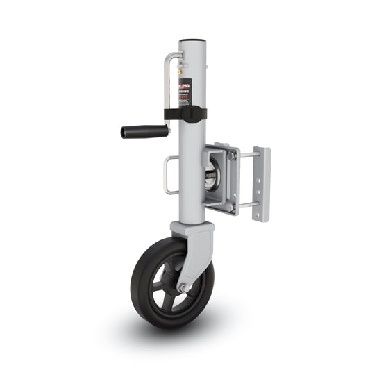 TOWKING 8" Spoke Wheel Trailer Jack, 10" Vertical Movement, 1500 lbs, for RV, Boat, Trailer and More, Silver
