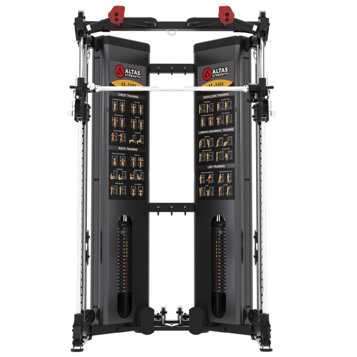 Altas Strength Folding Home Gym Smith Machine with Pulley System Gym Squat Rack Weight Bar Upper Body Strength Training Leg Developer Commercial Fitness Equipment Included Accessories 3101