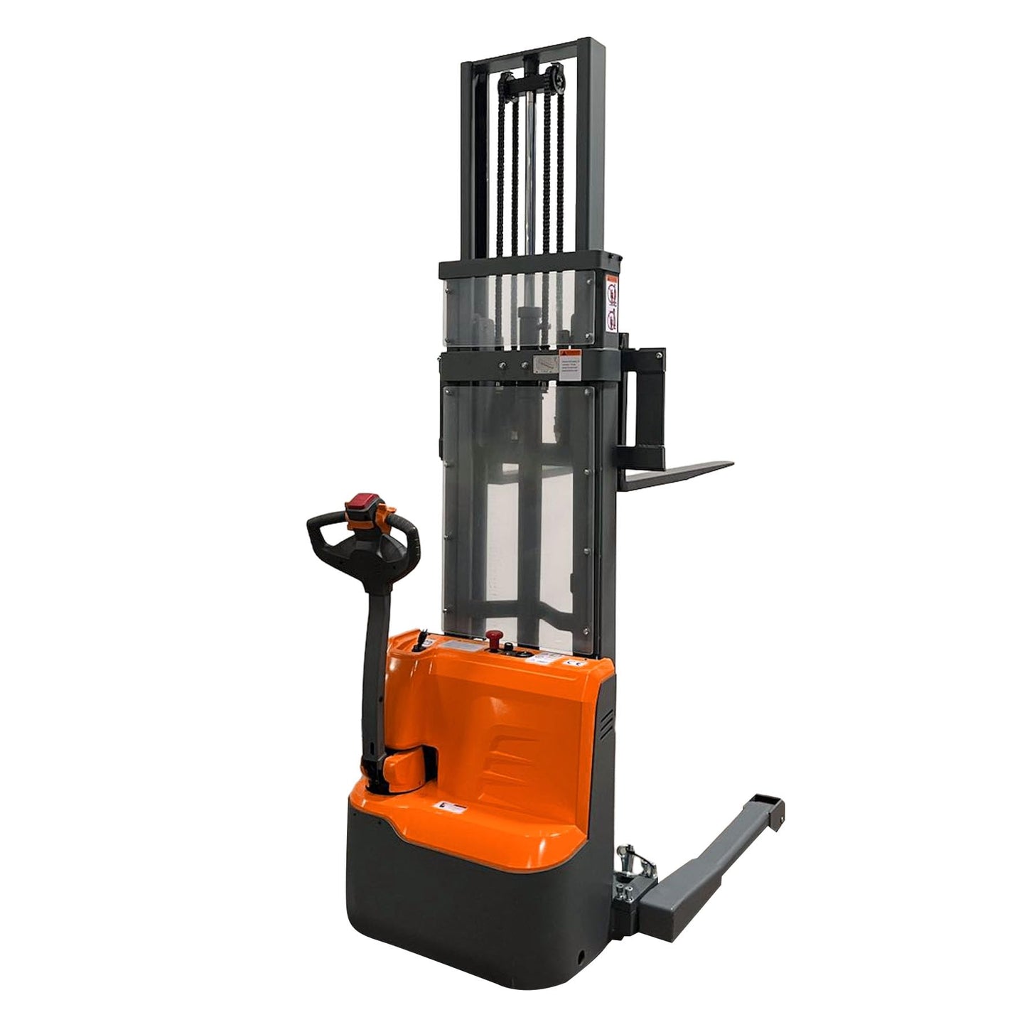 Tory Carrier Full Electric Walkie Pallet Stackers with Straddle Legs, 2640lbs Capacity Material Lifts with Adjusatble Forks, 118" Lifting Height
