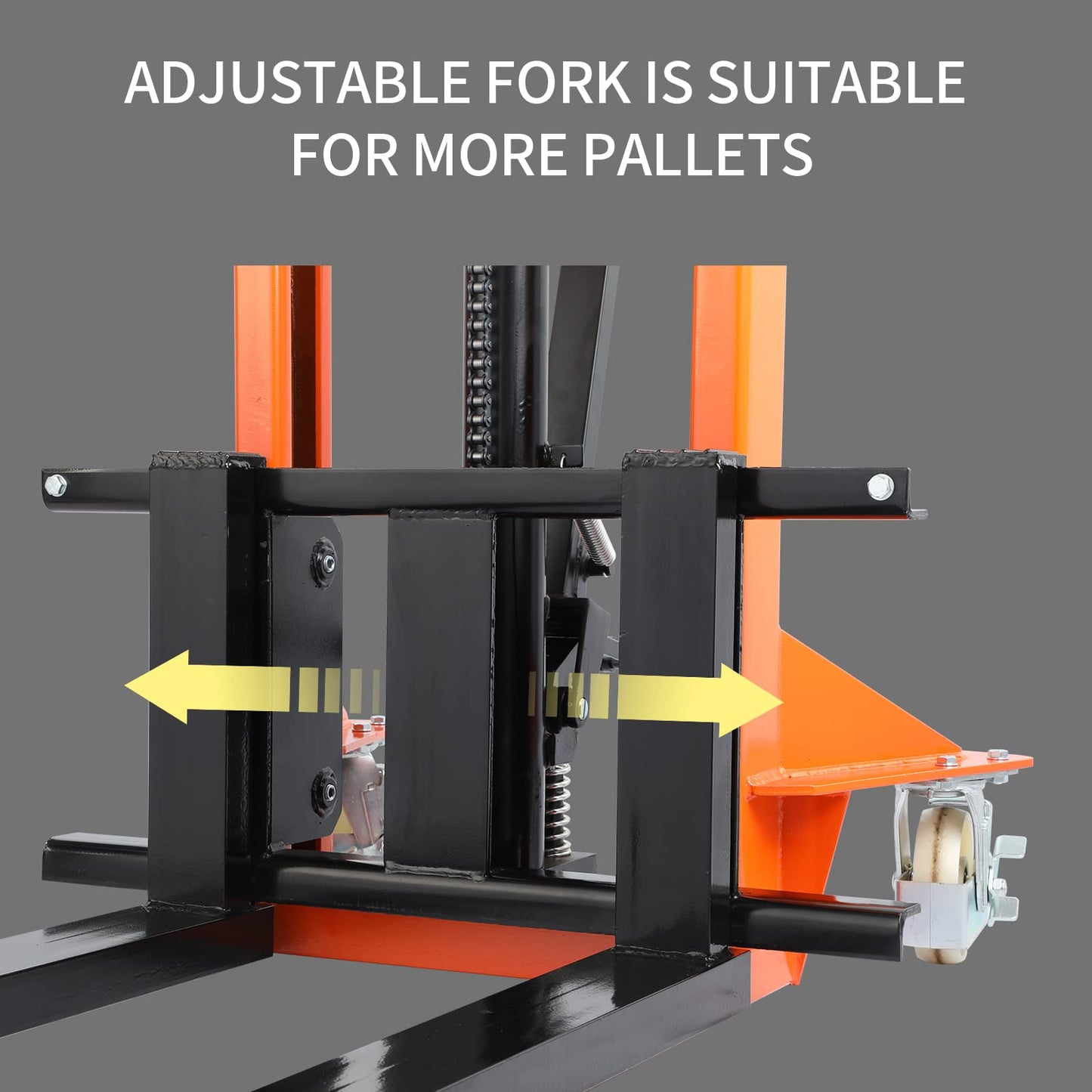 Tory Carrier Material Lift, Manual Pallet Stacker 63” Lifting Height, 1100lbs Capacity with Adjustable Forks Hydraulic Forklift Suitable for Open Bottom Pallets