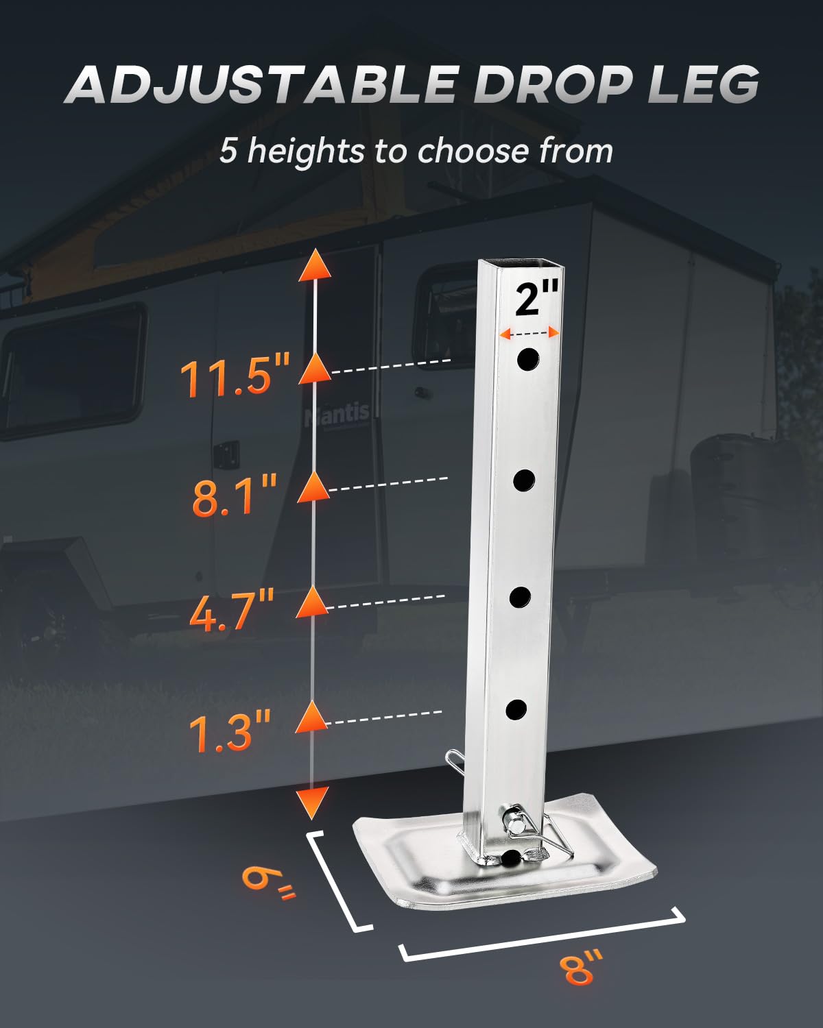FZZD 8000 lbs Heavy Duty Trailer Jack, 28.6" Vertical Travel, Adjustable Drop Leg, for Utility Trailers, Yacht Trailers, Boat Trailer Jack…