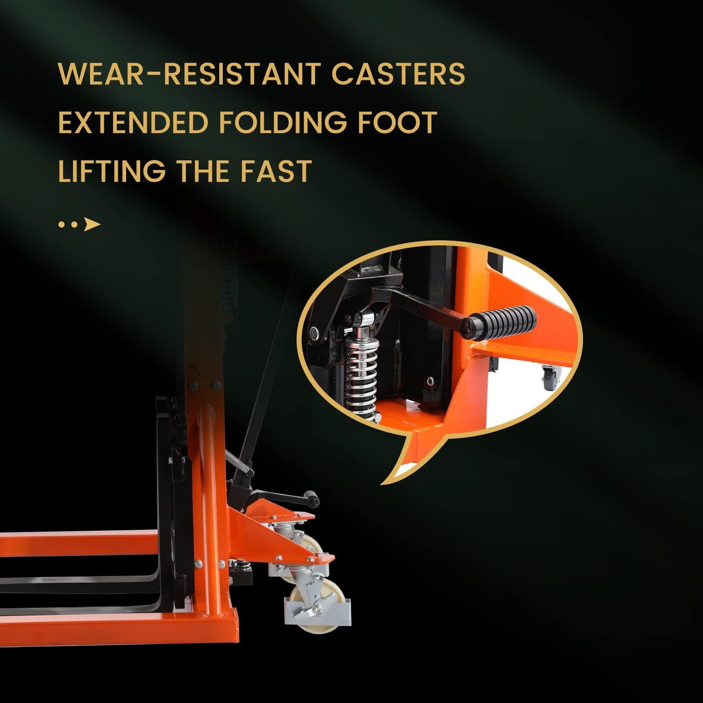 Tory Carrier Manual Pallet Stacker, Material Lift - 2200 lbs Capacity, 63" Lifting Height Pallet Lift Truck with Straddle Legs and Adjustable Forks