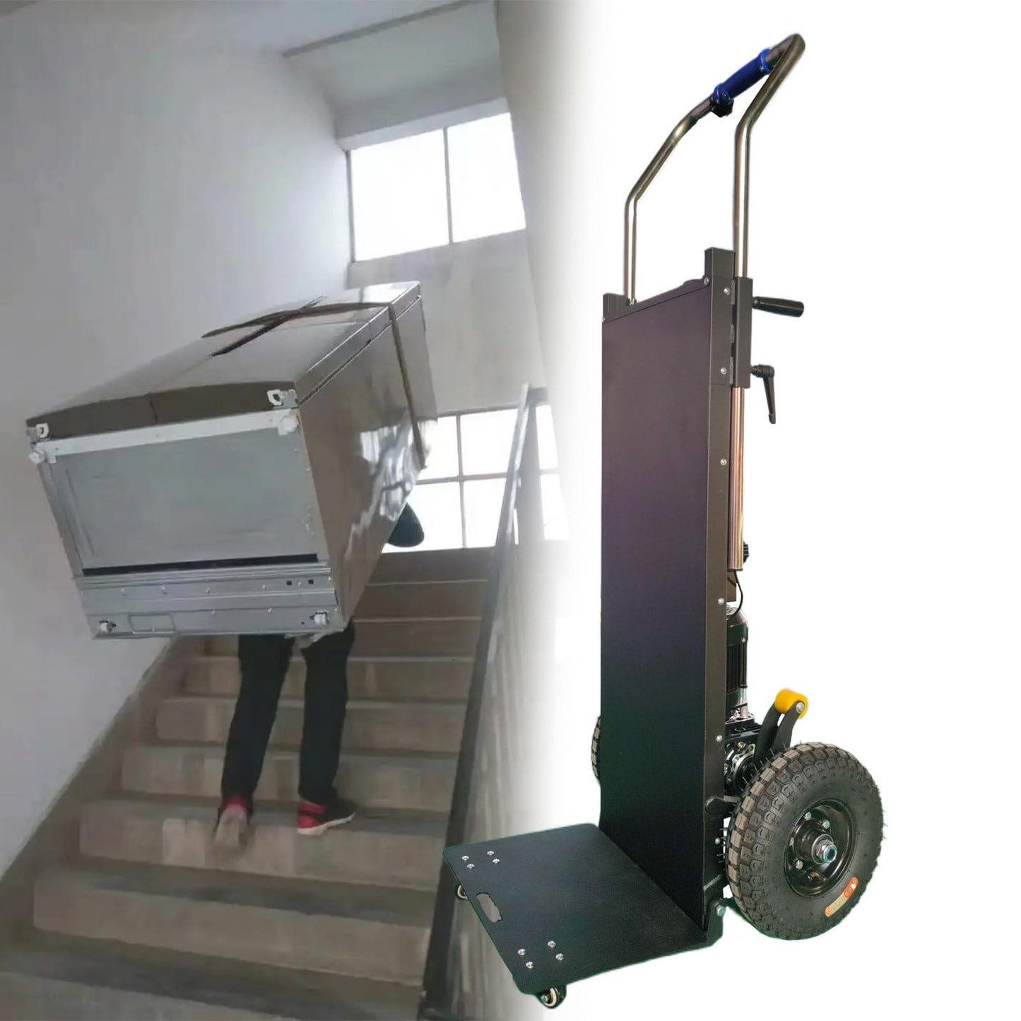 uhyOHF Electric Stair Climbing Hand Trucks Dolly Cart for Moving 400kg Capacity Heavy Duty Stair Climber Cart Hand Trolley,