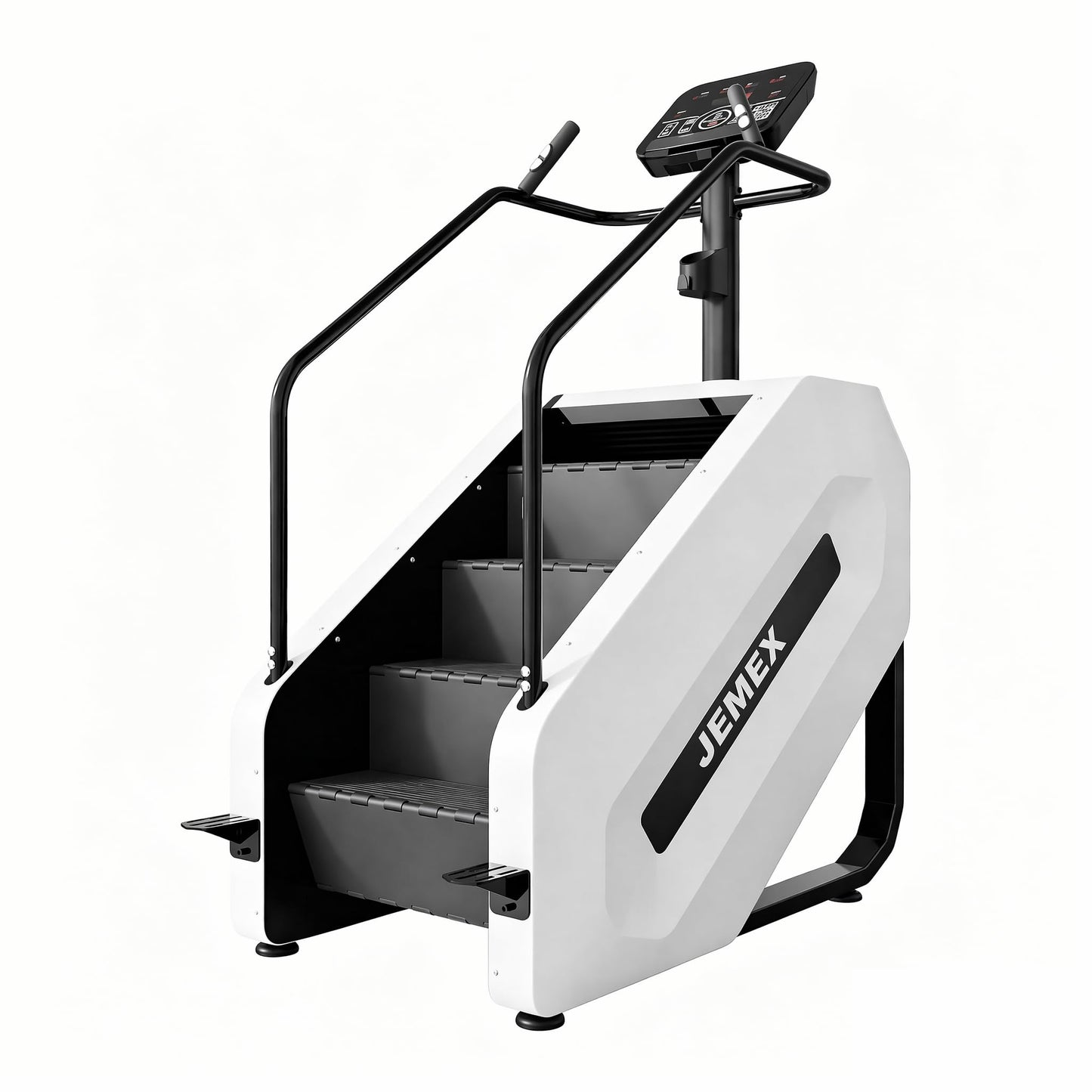 JEMEX Stair Stepper Machine, Heavy Duty Stair Climber with 15 Resistance Levels, Low Impact Cardio for Home Gym, Infrared Auto-Lock, LED or Standard Model, 375 lbs (White, Standard Button)