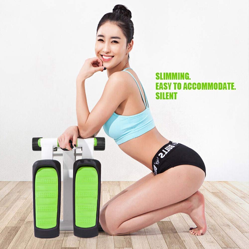 Stepper,Elliptical Machine Cross Trainer Mini Indoor Hydraulic Fitness Stair Machine Climbing Machine Mute Exercises Equipment with Display for Home Installation Free Green Mini Stepper