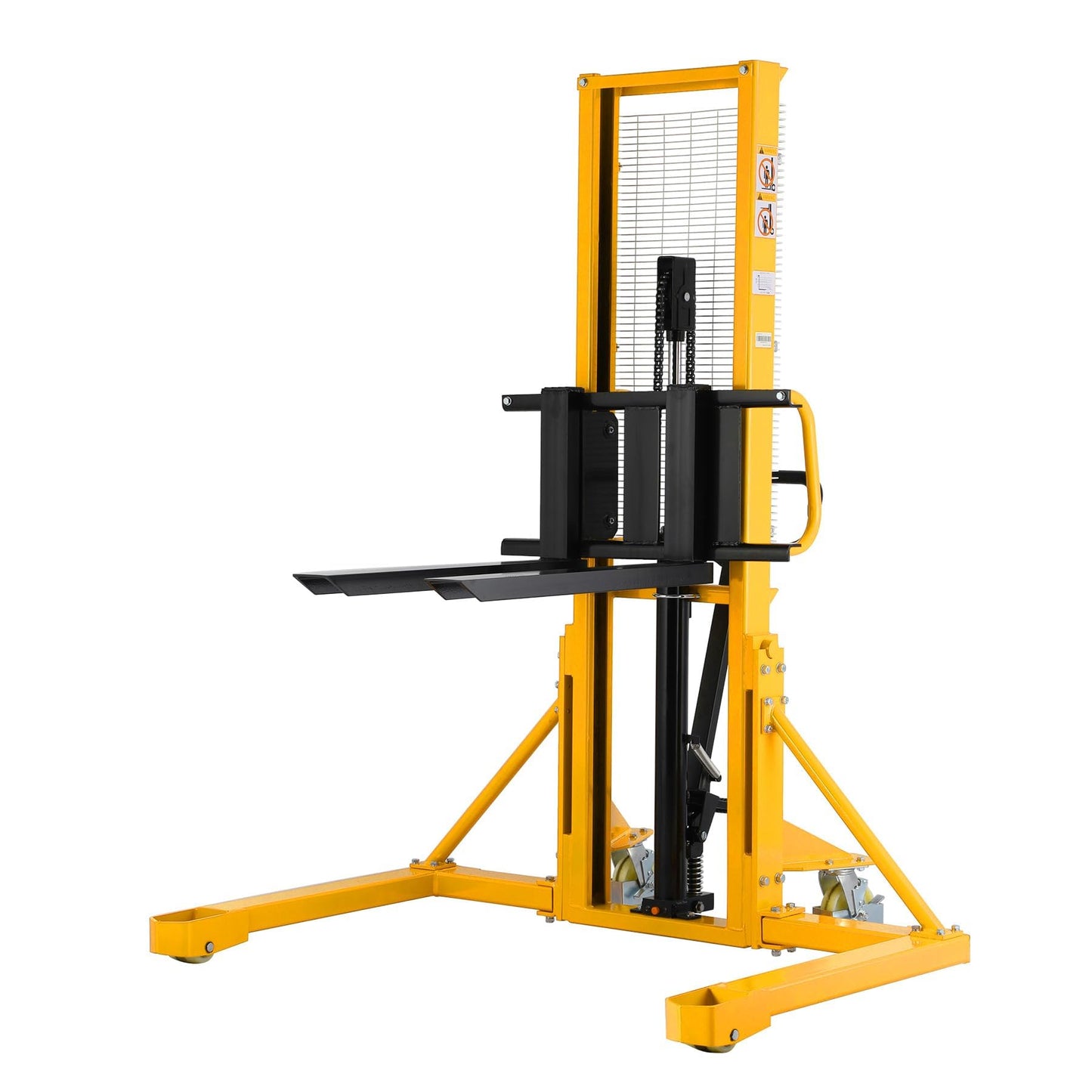 Apollo Manual Stacker Hand Pallet Forklift 1100lbs Capacity 63" Lifting Height with Straddle Legs, Adjustable Forks