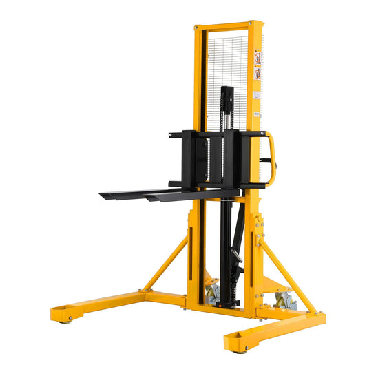 Apollo Manual Stacker Hand Pallet Forklift 1100lbs Capacity 63" Lifting Height with Straddle Legs, Adjustable Forks