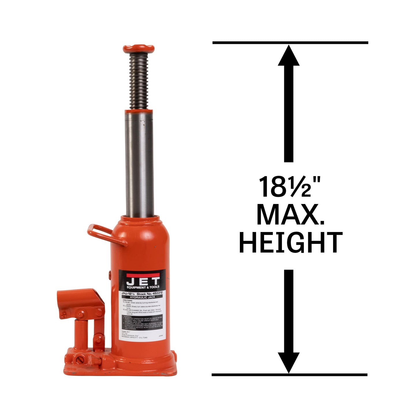 JET 12.5-Ton Hydraulic Bottle Jack w/ Handle (JHJ-12-1/2)