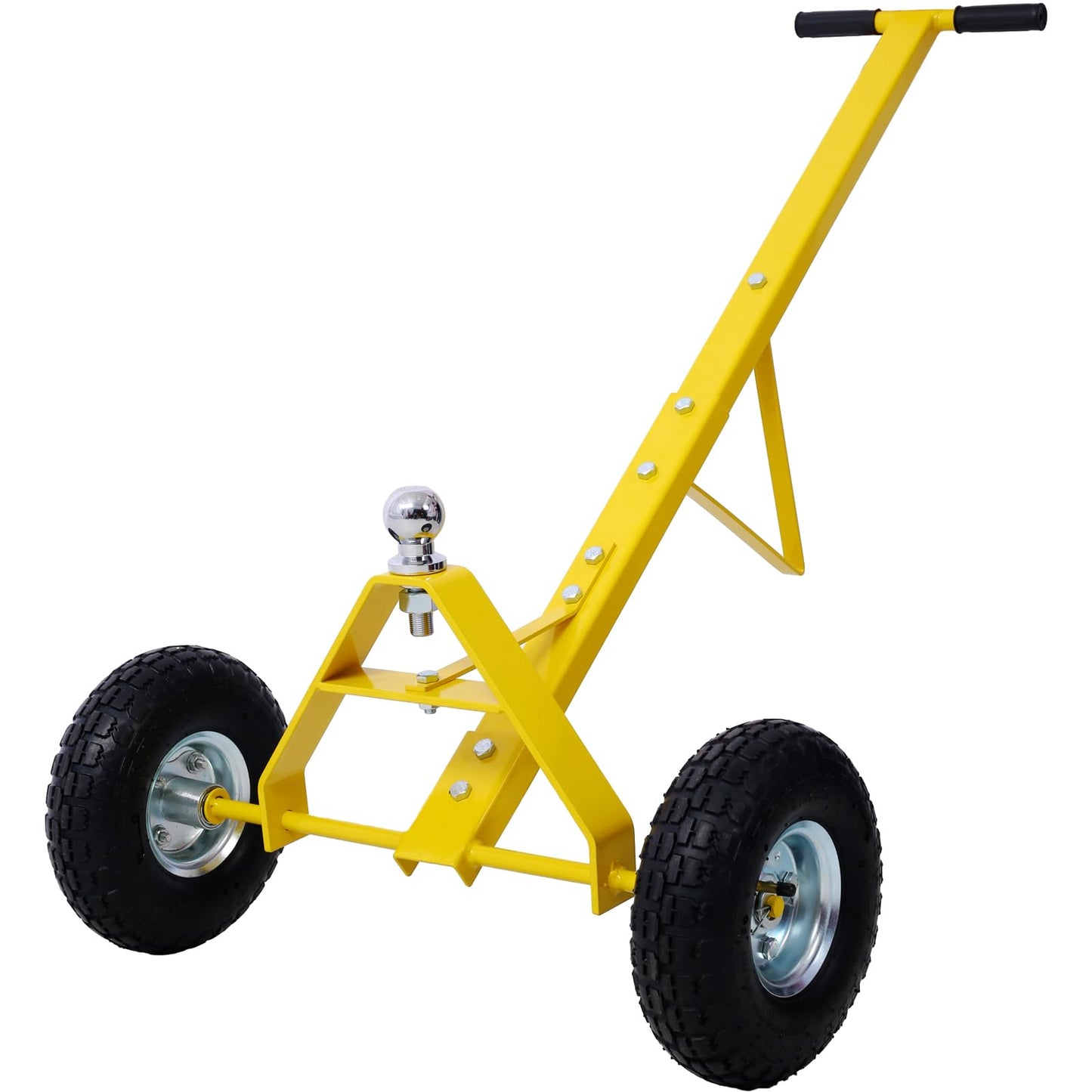 Heavy-Duty Steel Trailer Dolly - 600 Lb Load Capacity, Pneumatic Wheels, 44" Handle for Easy Maneuvering of Boat, Utility, and Jet Ski Trailers (Yellow)