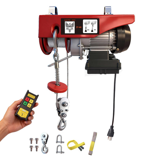 ZHAN · YING Electric Hoist with Wireless Remote Control, 110v 440lbs Electric Hoist with Remote Control, 40ft/20ft Lifting Height Motor, Lift Hoist for Factories Warehouses Construction Site Attic