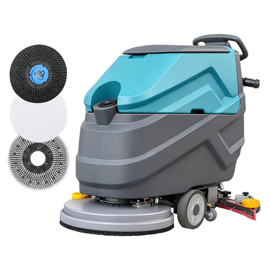 KARHDIR Industrial Walk Behind Floor Scrubber Machine 22" Cleaning Width 31.5" Suction Width 32000 Sqft/h,5 Hours Runtime 18.5 gal Sewage Tank,for Warehouse Schools Garages Hospital