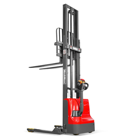 MechMaxx 2640lbs Lithium-ion Electric Straddle Stacker, 138" Lift, Adjustable Legs & Forks, Model F26-138S