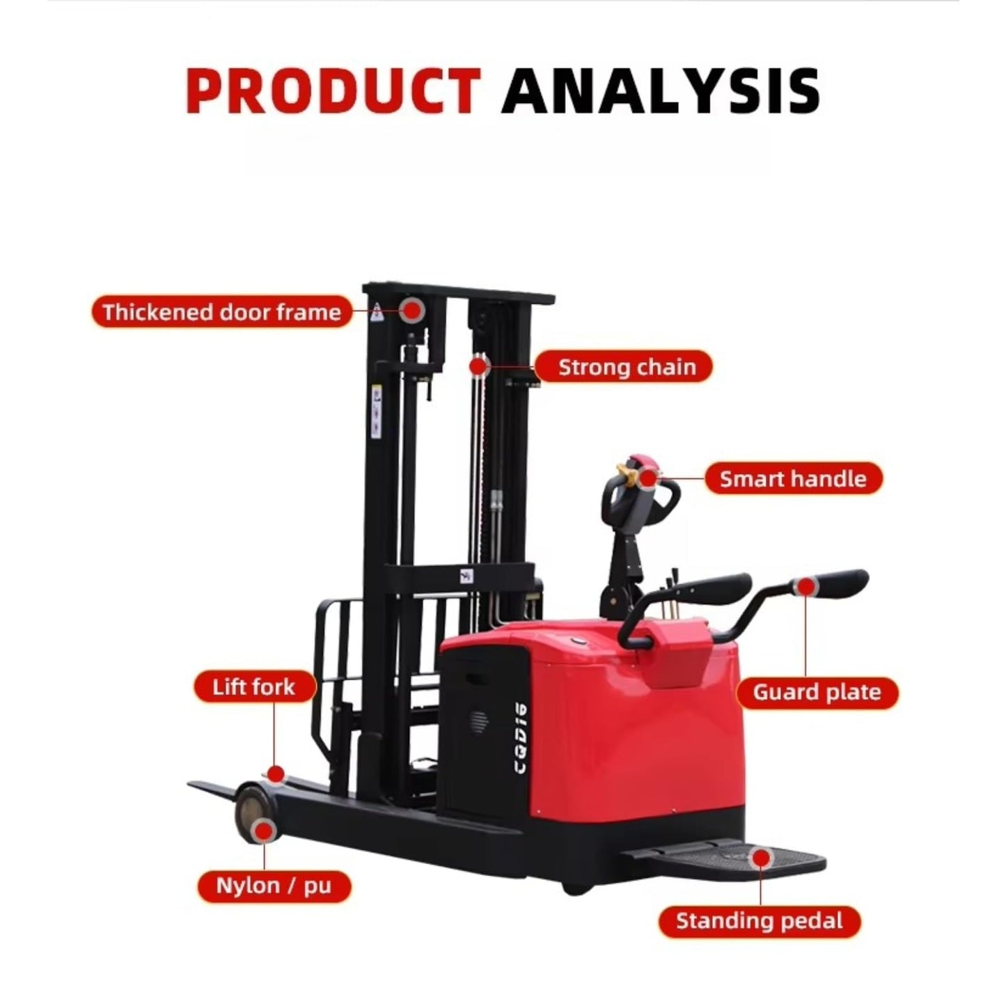 Heavy Duty Electric Pallet Stacker Forklift – Powered Warehouse Lift Truck – Compact Electric Stacker for Material Handling – Ideal for Industrial & Warehouse Use, 1.5 Ton Capacity