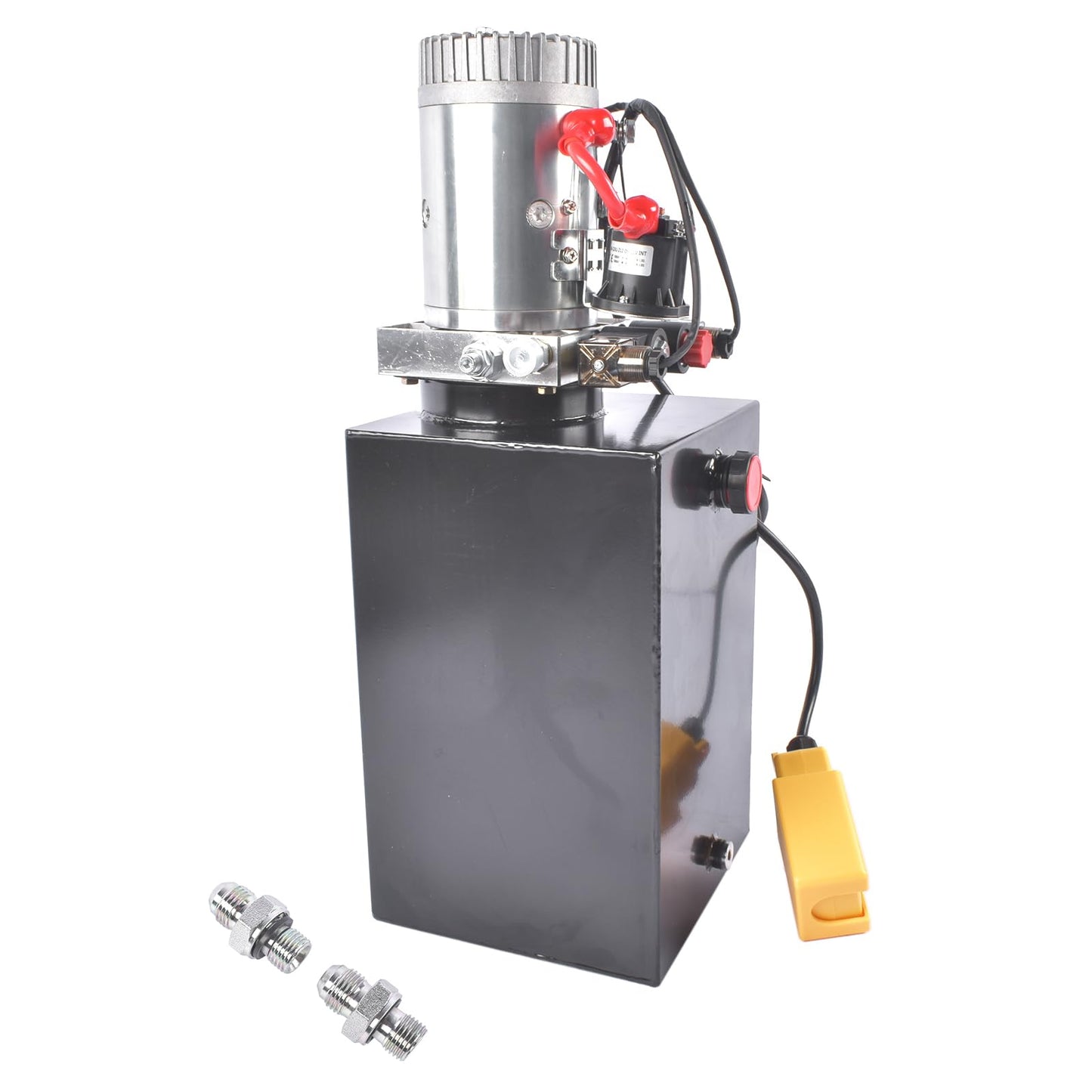 15 Quart 12V DC Hydraulic Power Unit, 3200 PSI Double Acting Hydraulic Pump with Metal Reservoir for Dump Trailers, Truck Hoists, Car Lifts, RV Leveling Jacks | Heavy Duty, SAE #6 Port, Mixizap