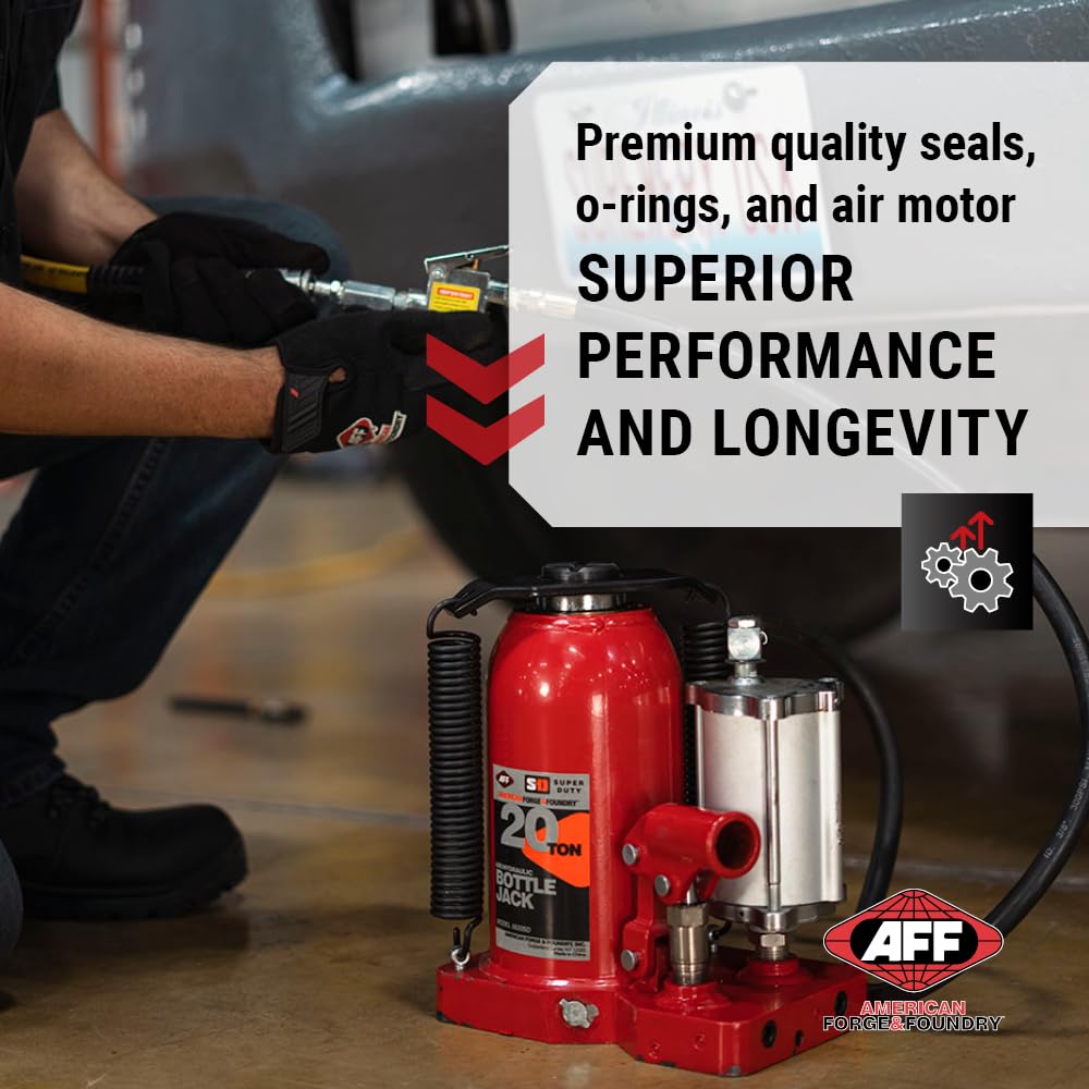 AFF 20 Ton Bottle Jack - Manual & Air Assist Hydraulic Jack for Lifting Heavy Trucks & Equipment - Super Duty