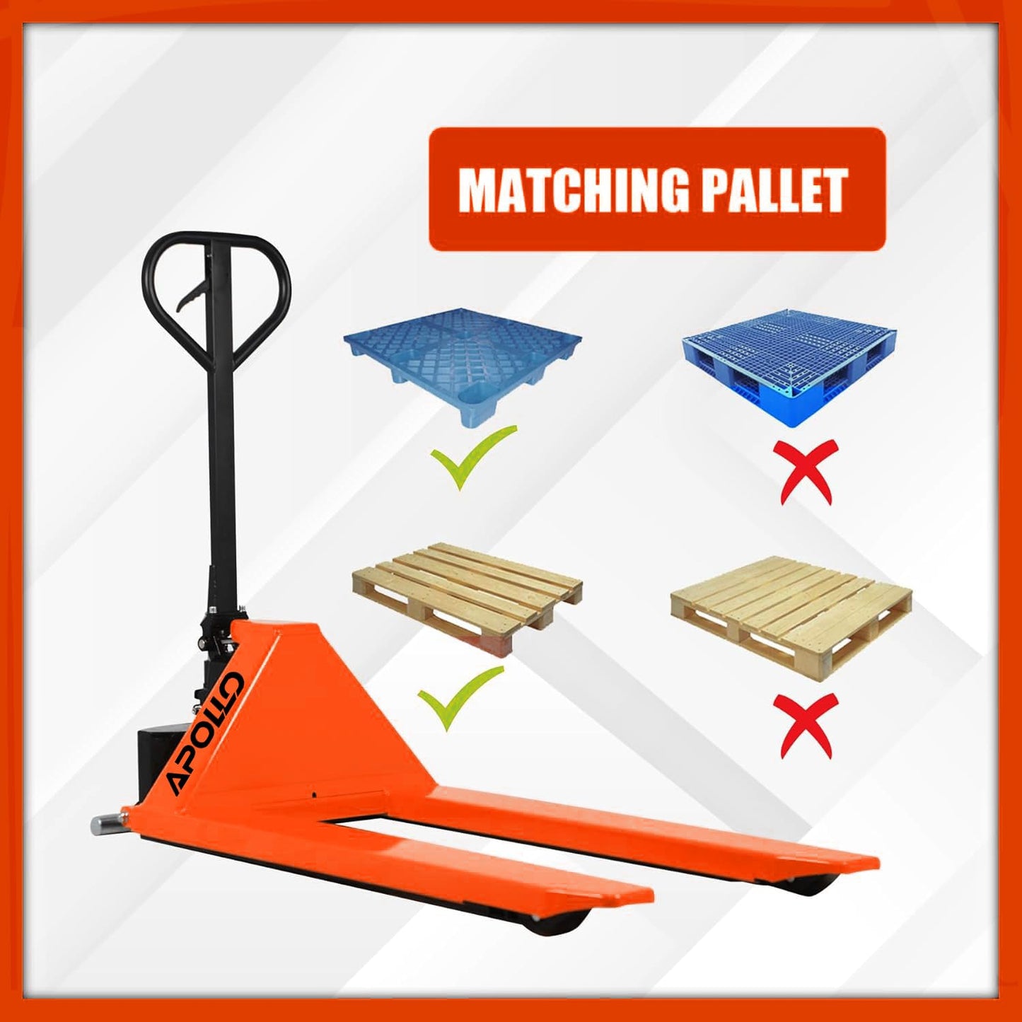 APOLLOLIFT Scissor Pallet Trucks, Manual Pallet Jack, 2200lbs Capacity Pallet Lift, 45" Lx21 W Fork, 31.5" Raised Height, Suitable for Open Bottom Pallets